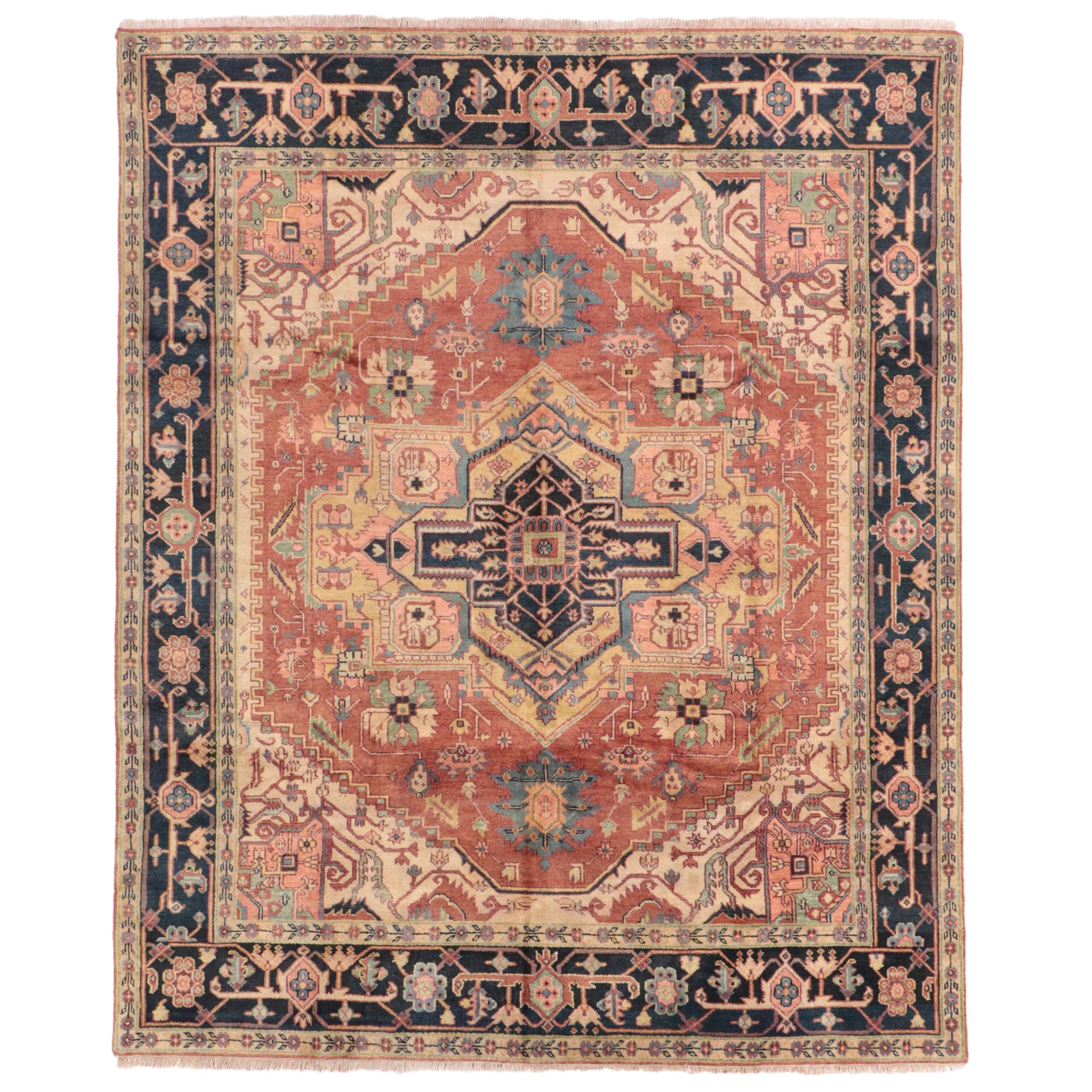 8'1 x 10' Hand-Knotted Indo-Persian Serapi Area Rug