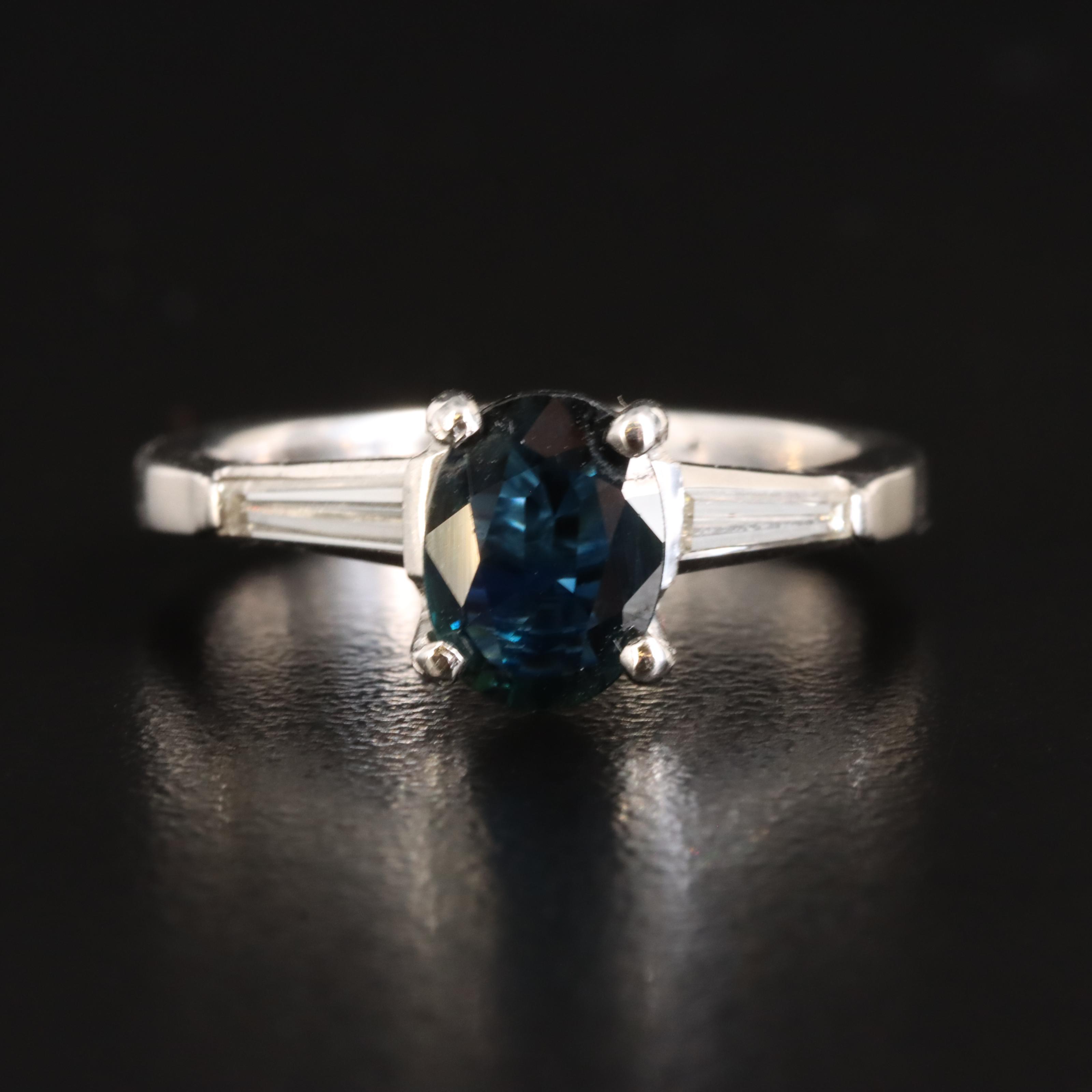 Platinum and 18K Sapphire and Diamond Ring