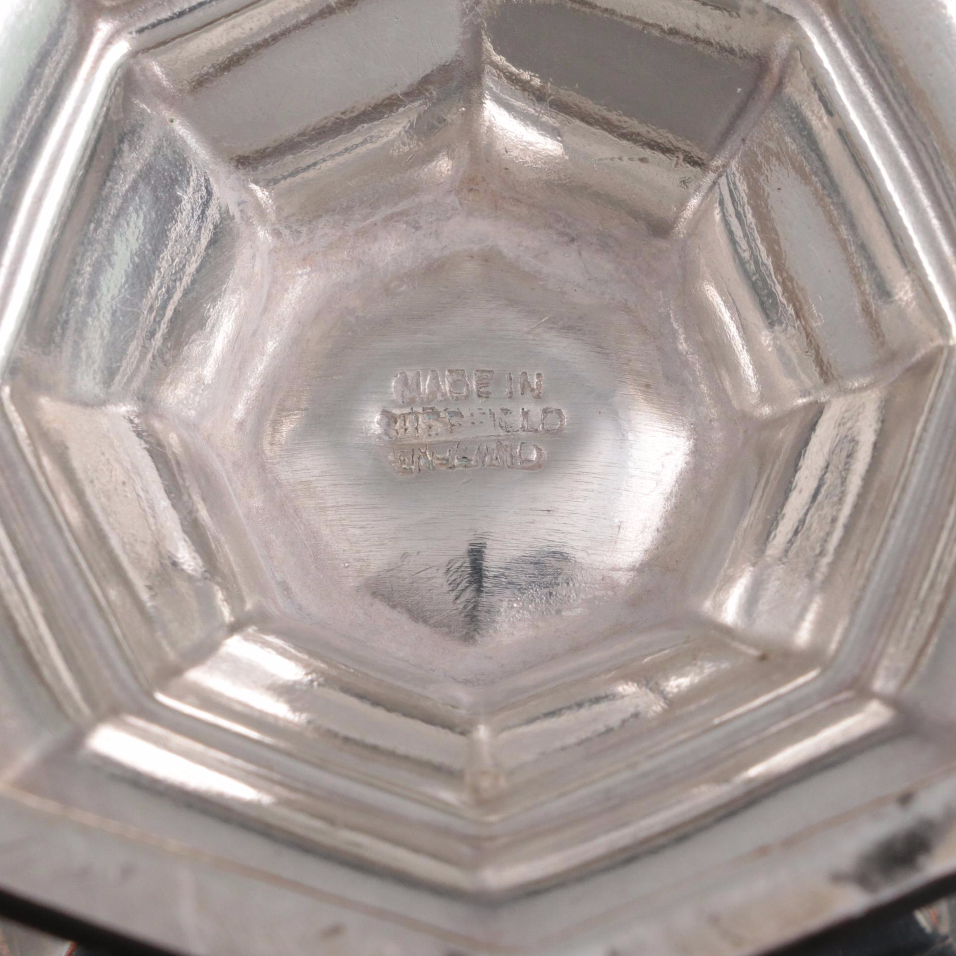 Currier & Roby Sterling Silver Dish with Silver Plate Muffineer and Salt Cellars