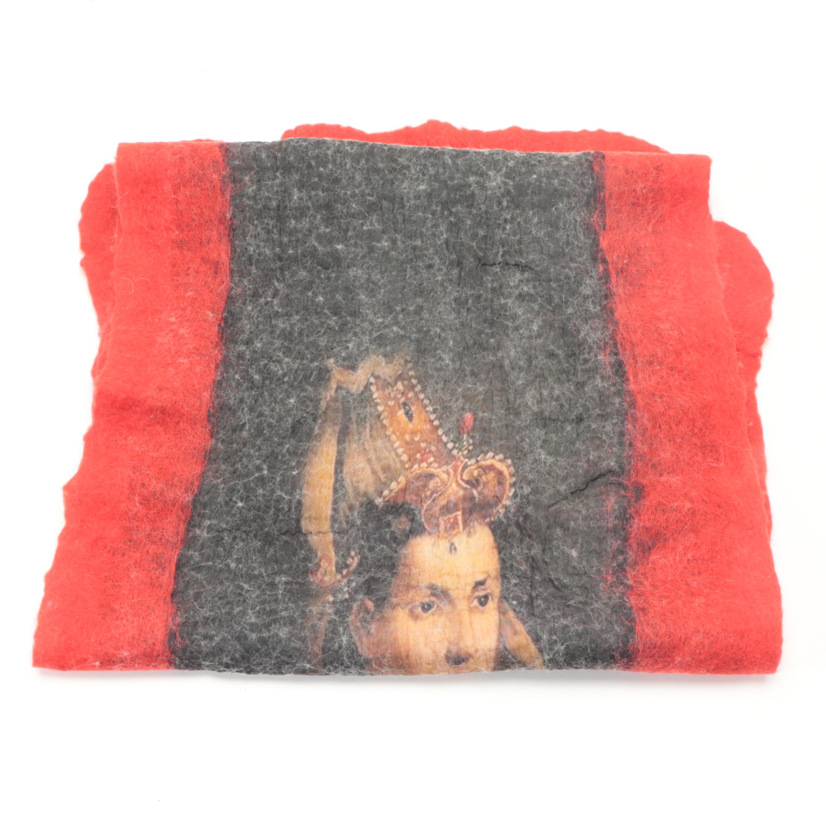 Turkish Portrait Felt Silk Shawl and Other Scarves