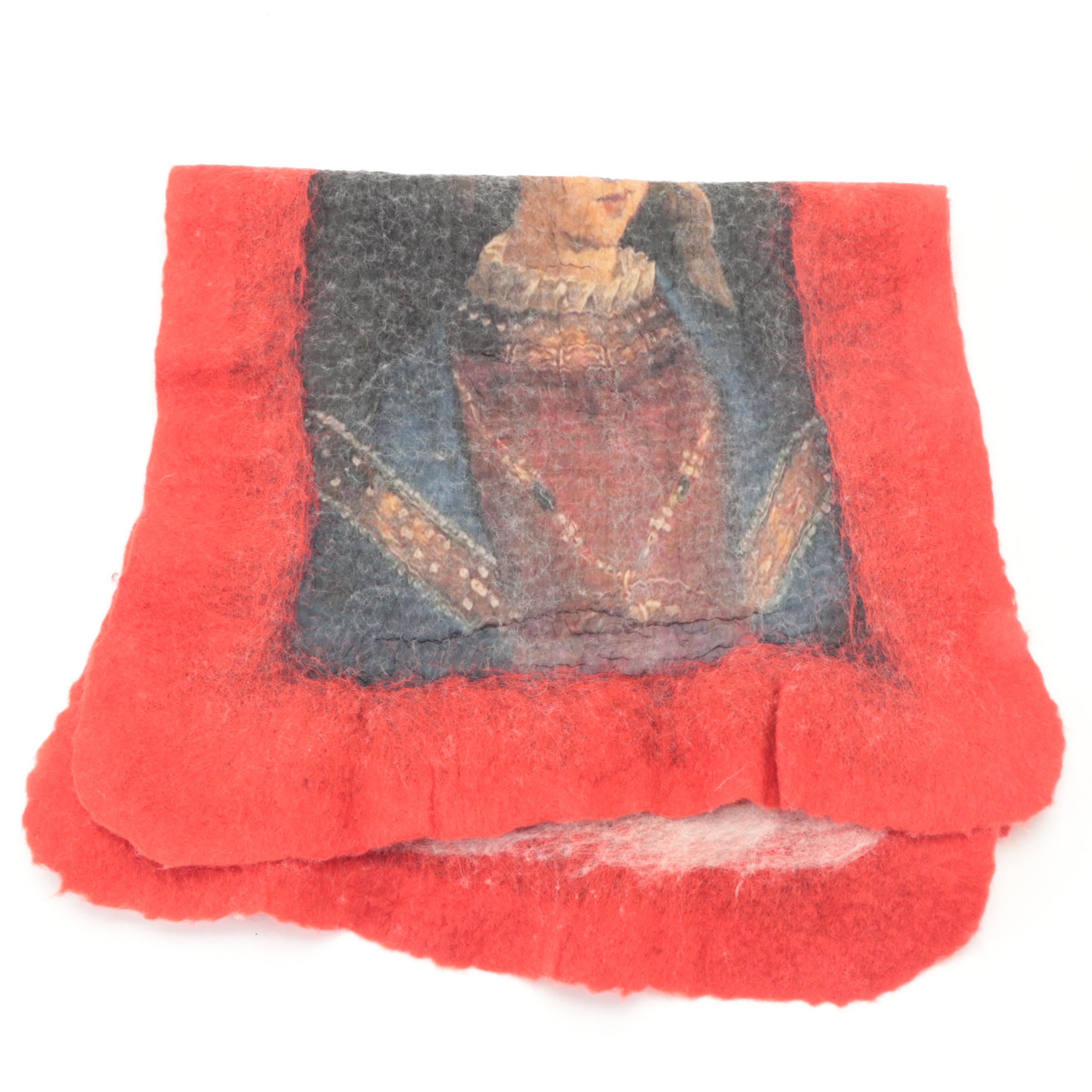 Turkish Portrait Felt Silk Shawl and Other Scarves