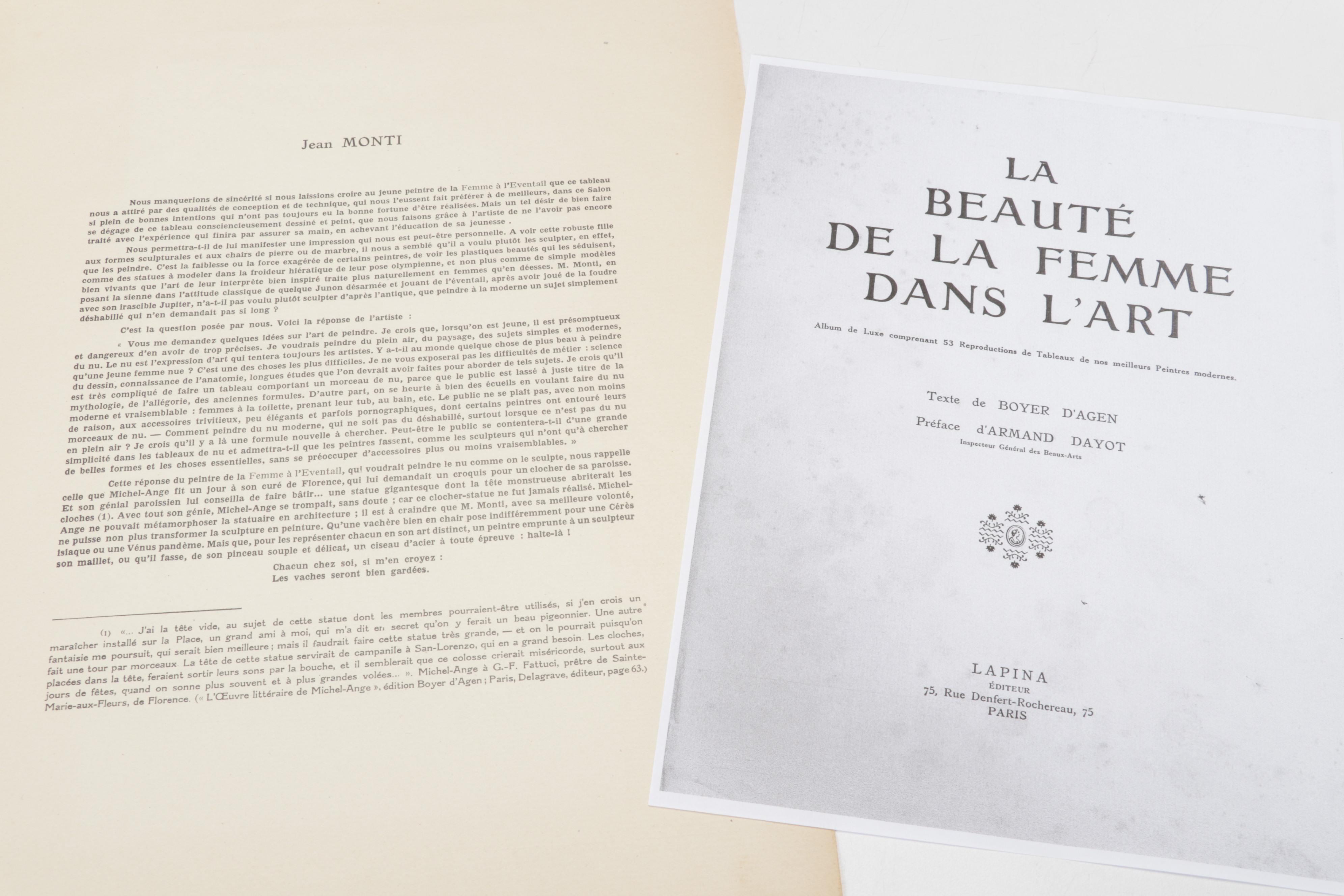 Offset Lithograph After Jean Monti From "La Beauté de la Femme Dans l'Art"