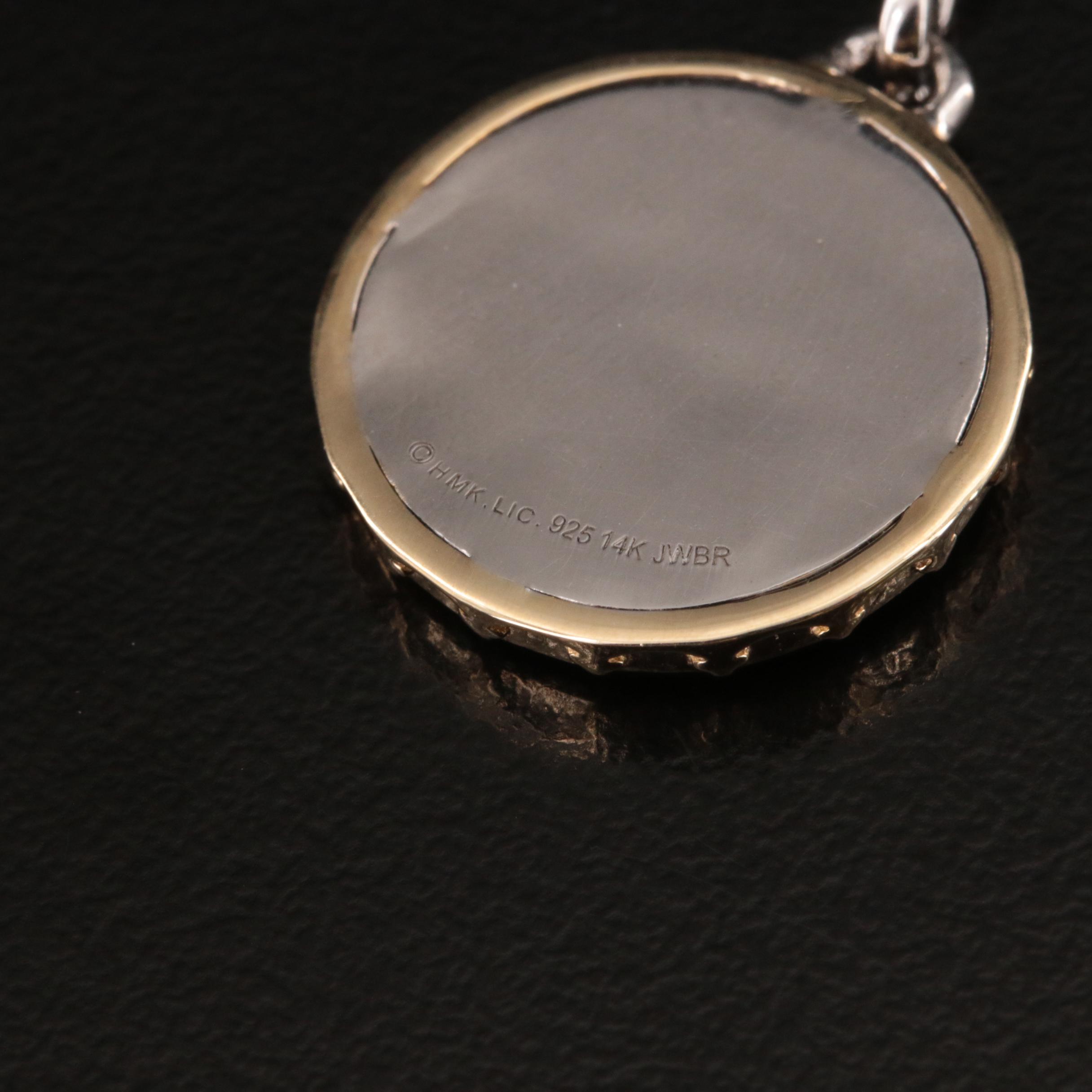 Sterling Diamond Cross Pendant Necklace with 14K Accents