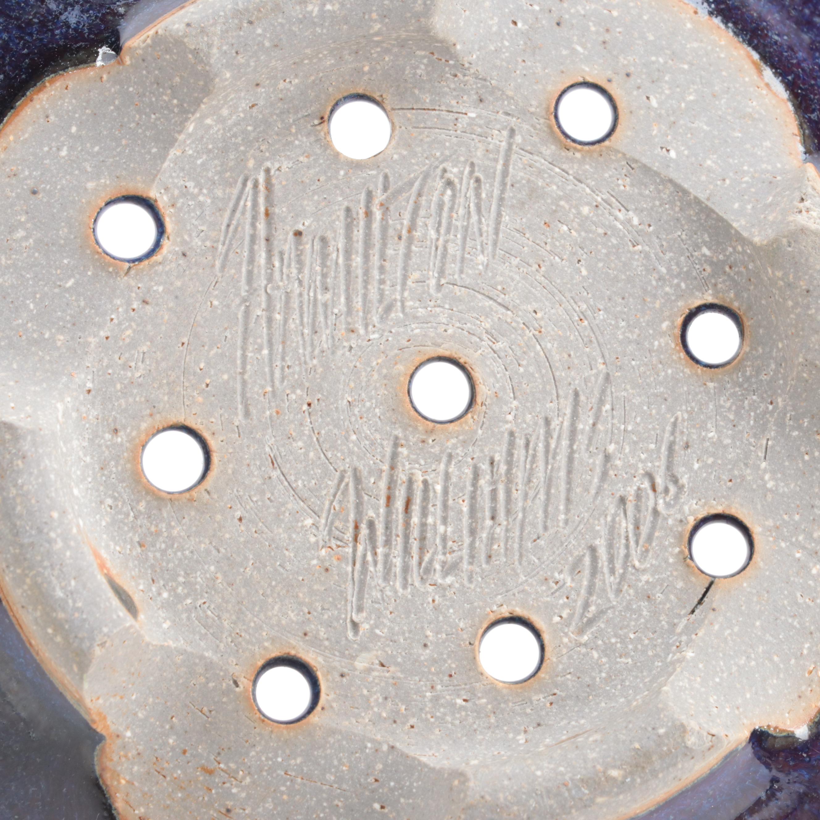 Artist Signed Earthenware Colanders and Other American Art Pottery Plate