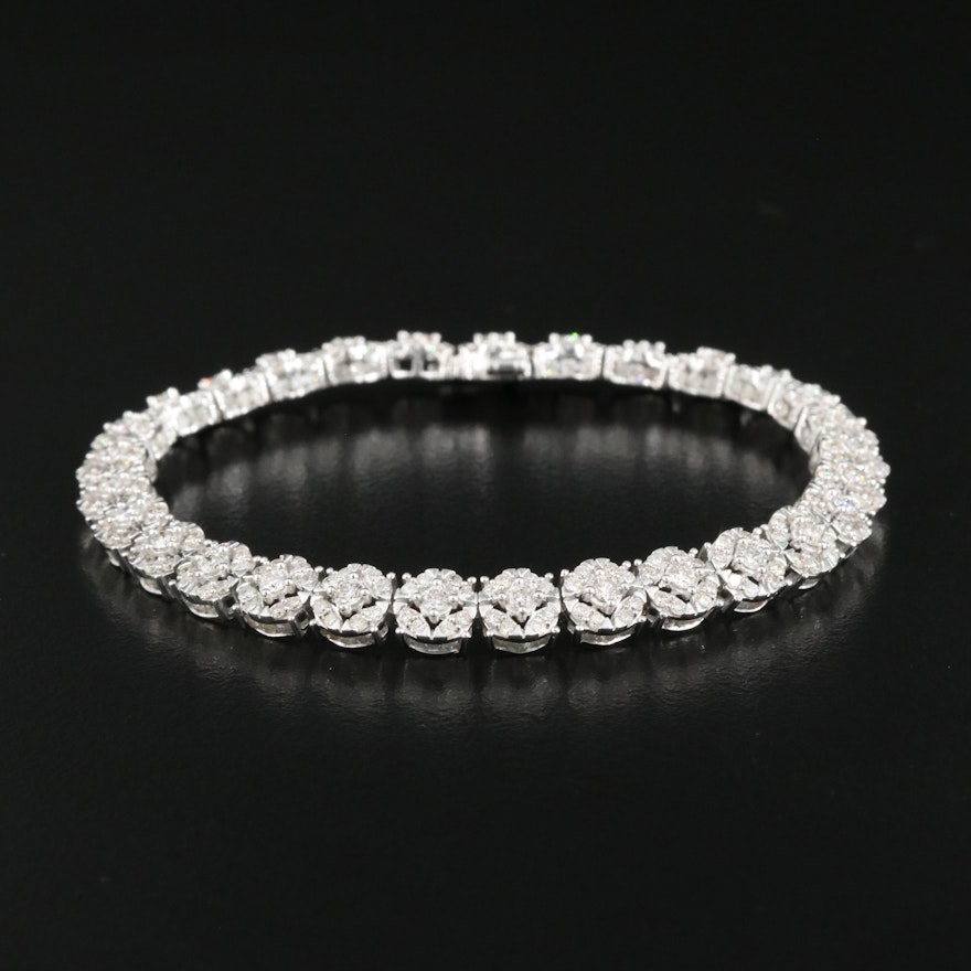Sterling 5.05 CTW Diamond Cluster Bracelet