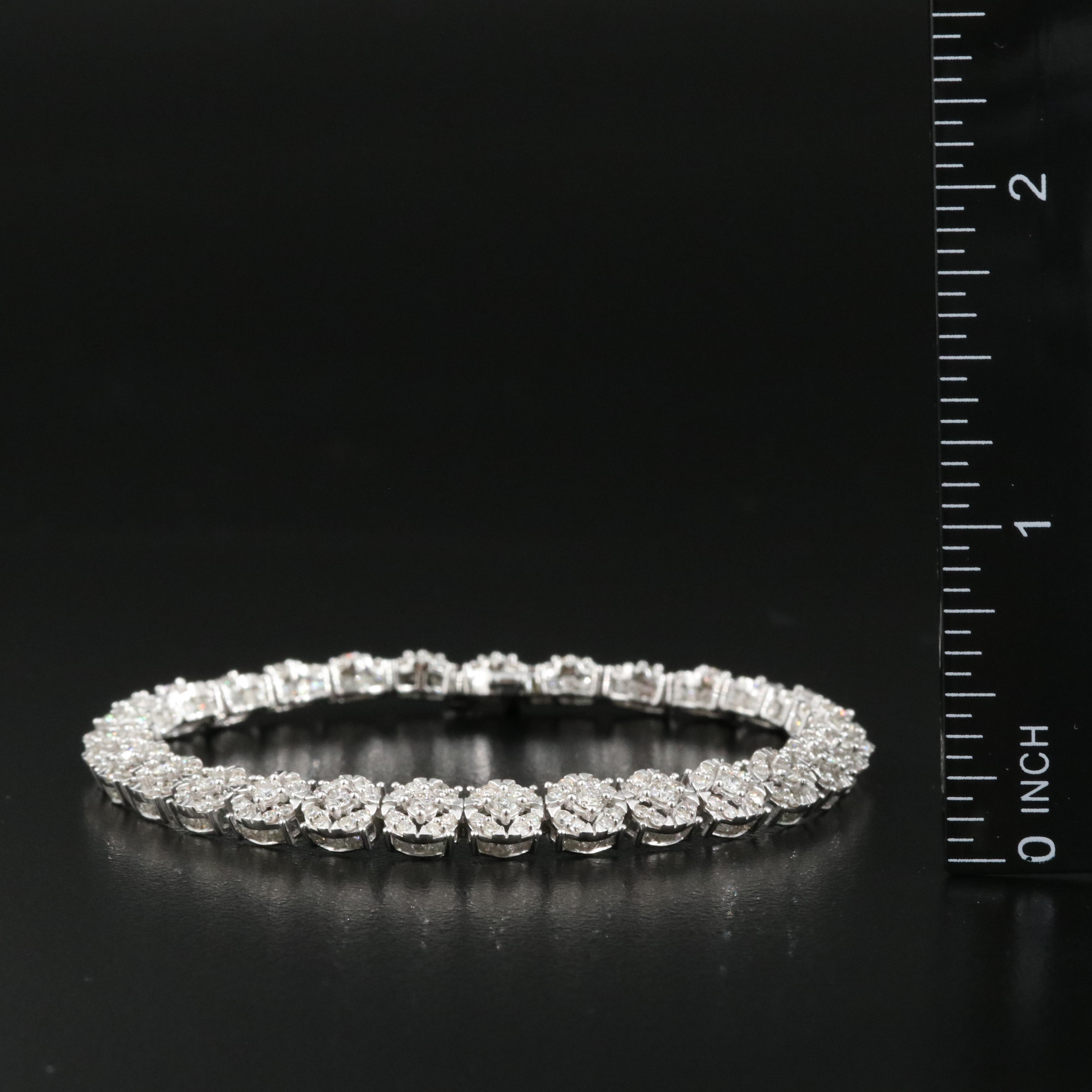 Sterling 5.05 CTW Diamond Cluster Bracelet