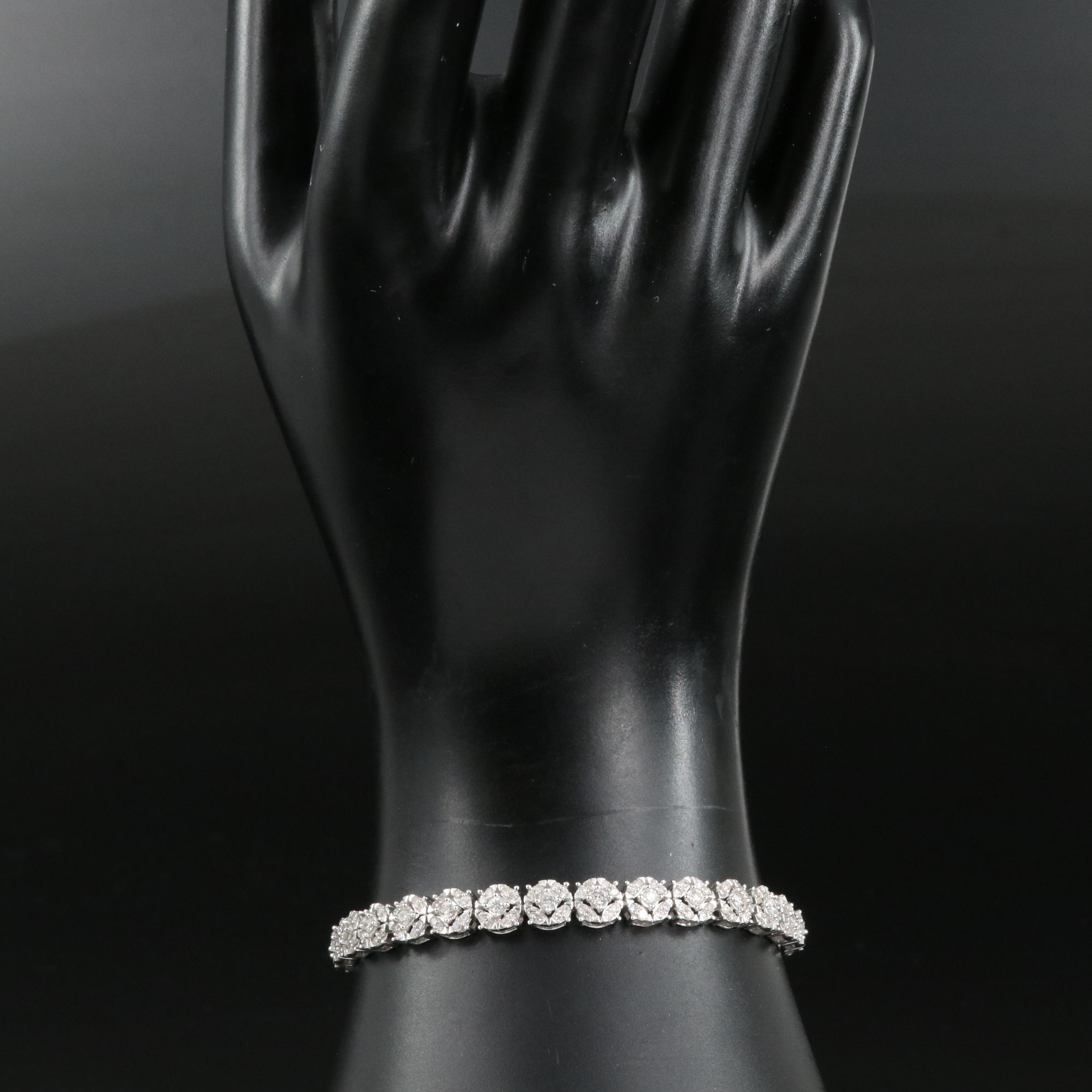 Sterling 5.05 CTW Diamond Cluster Bracelet