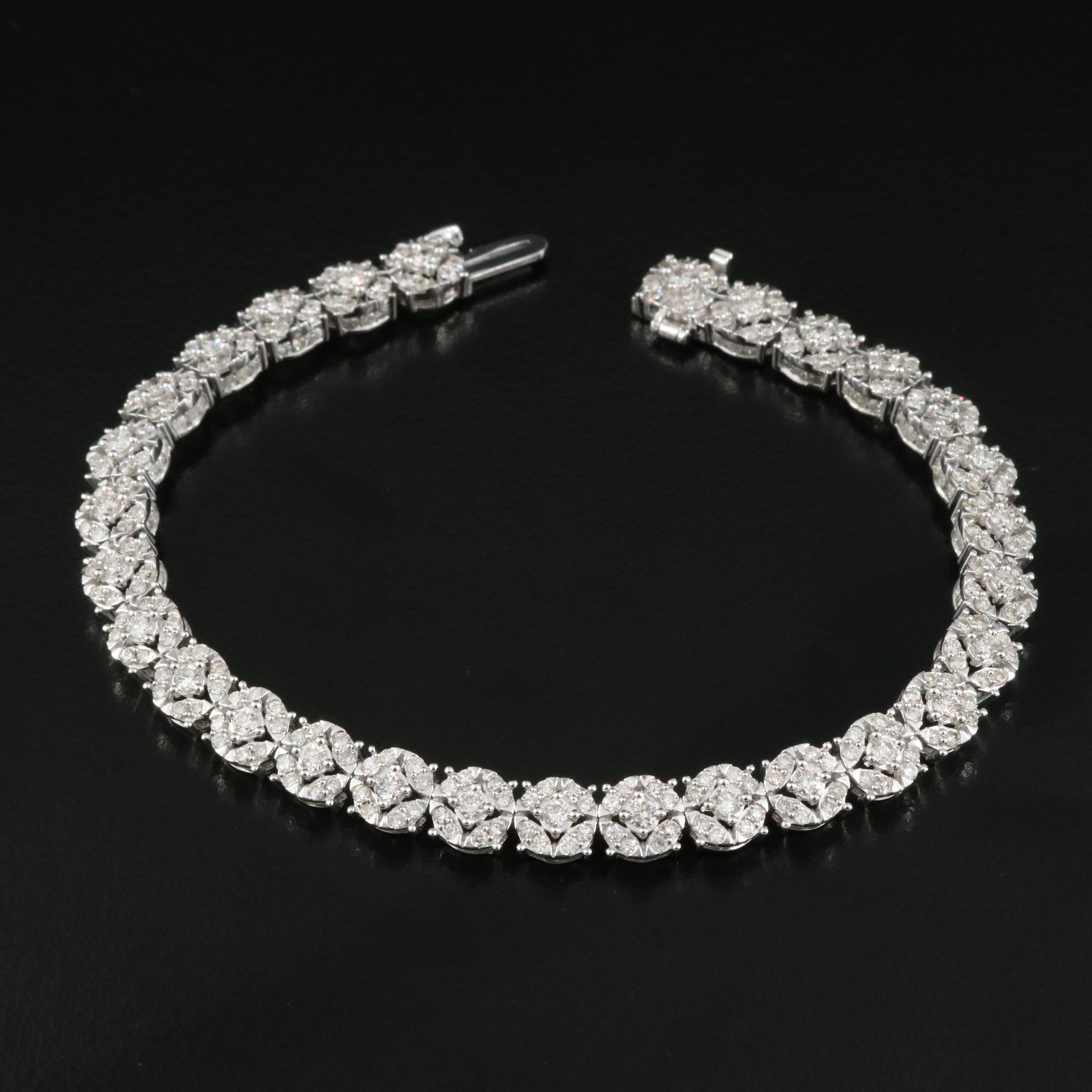 Sterling 5.05 CTW Diamond Cluster Bracelet