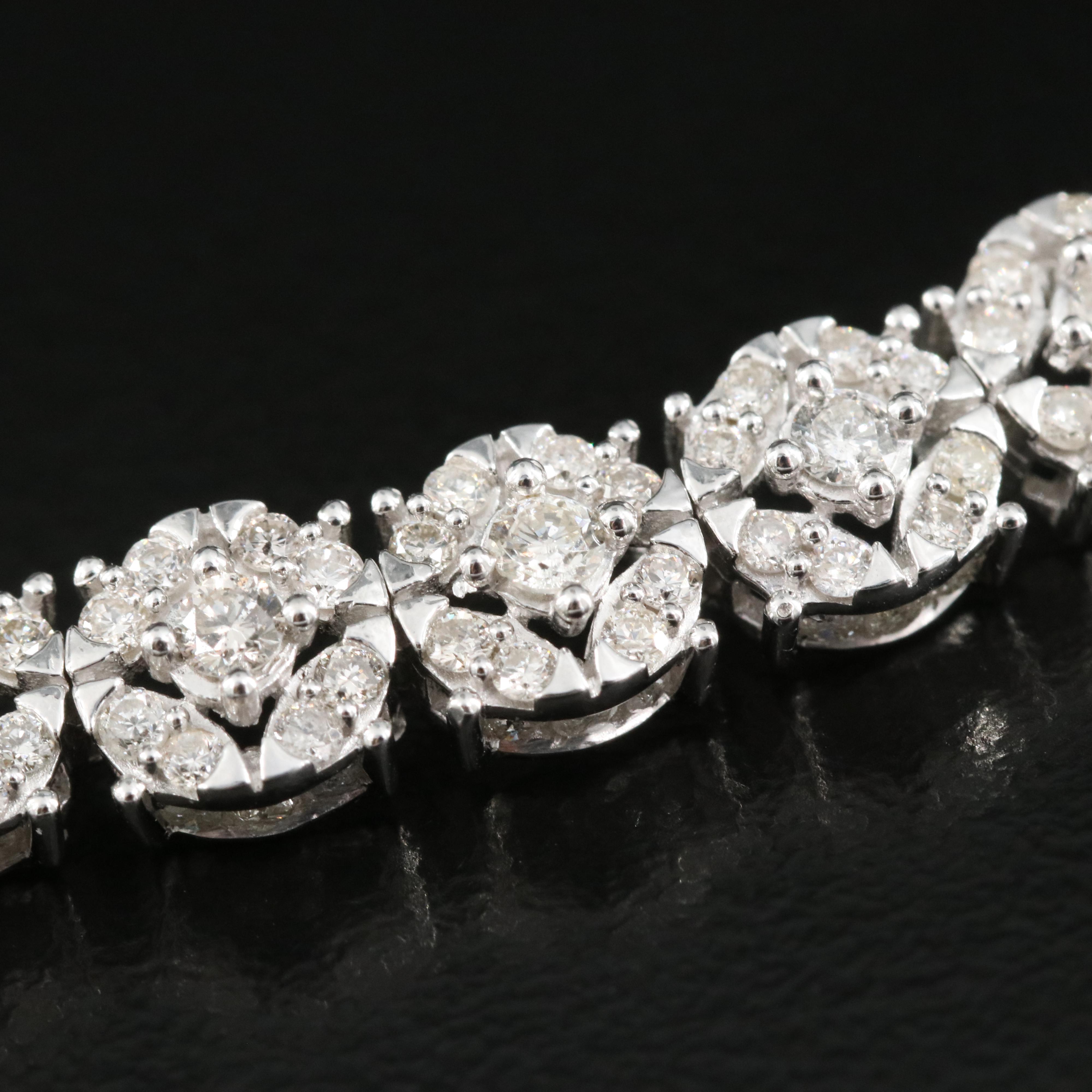 Sterling 5.05 CTW Diamond Cluster Bracelet