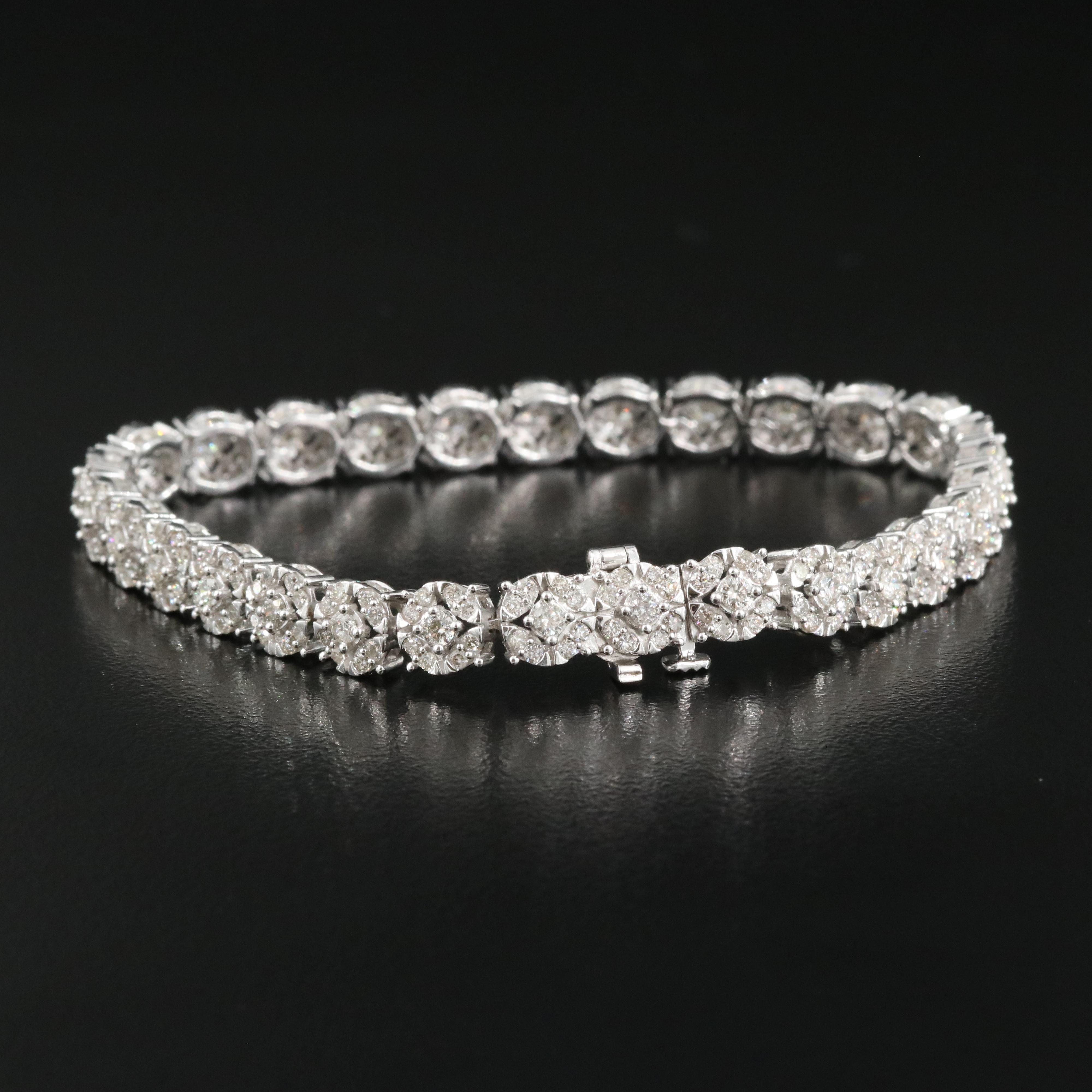 Sterling 5.05 CTW Diamond Cluster Bracelet