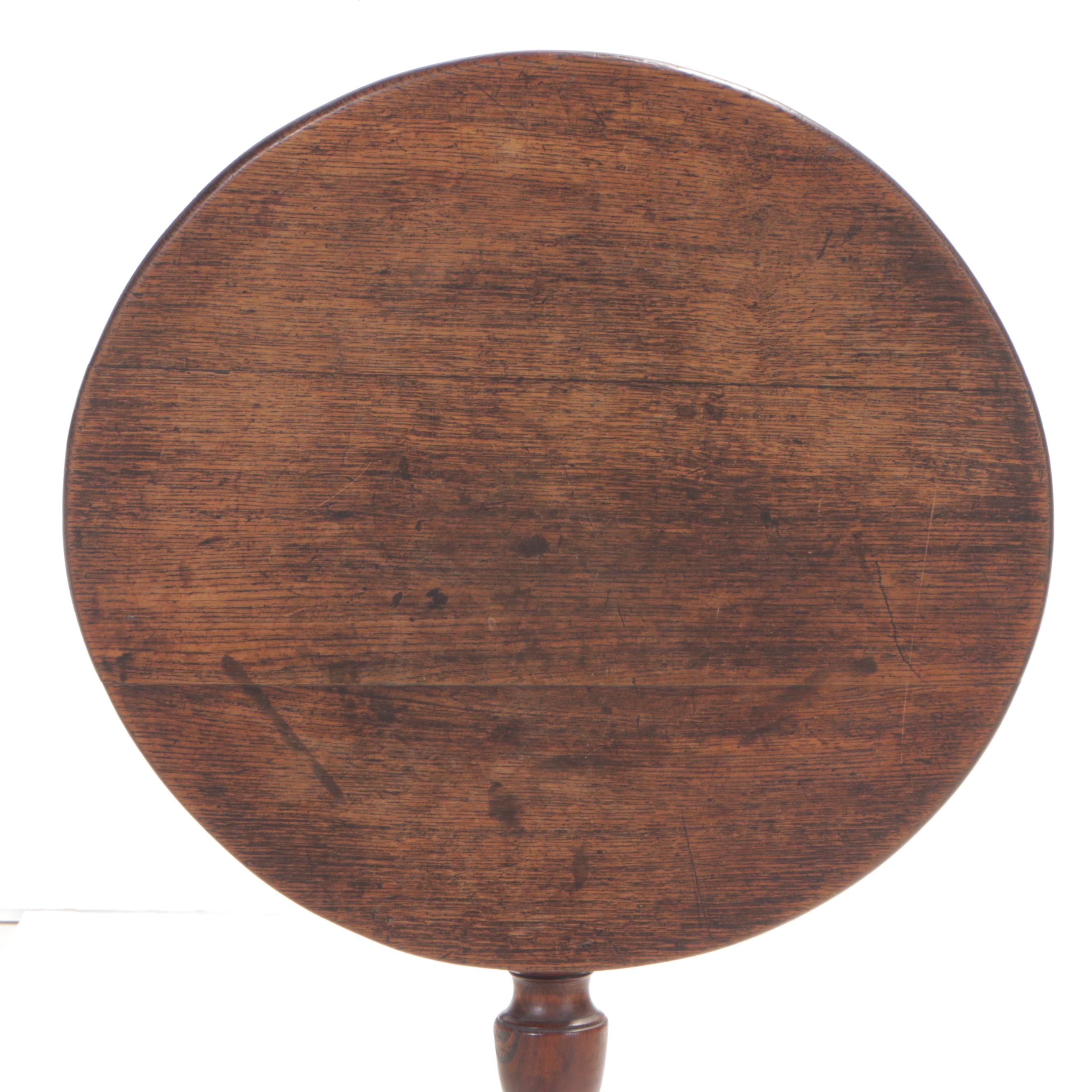 George III Oak and Beech Tilt-Top Tripod Table, Late 18th Century