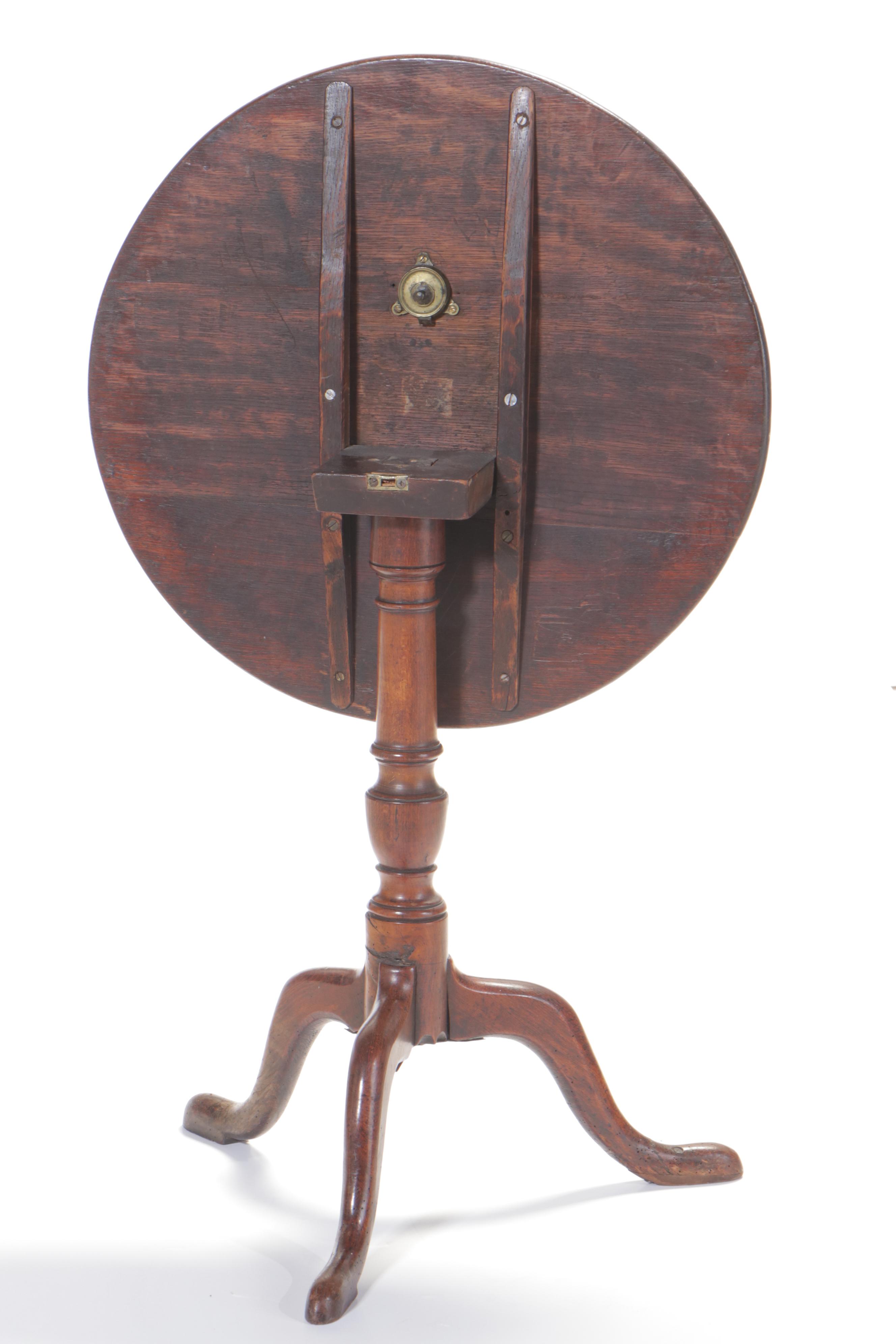 George III Oak and Beech Tilt-Top Tripod Table, Late 18th Century