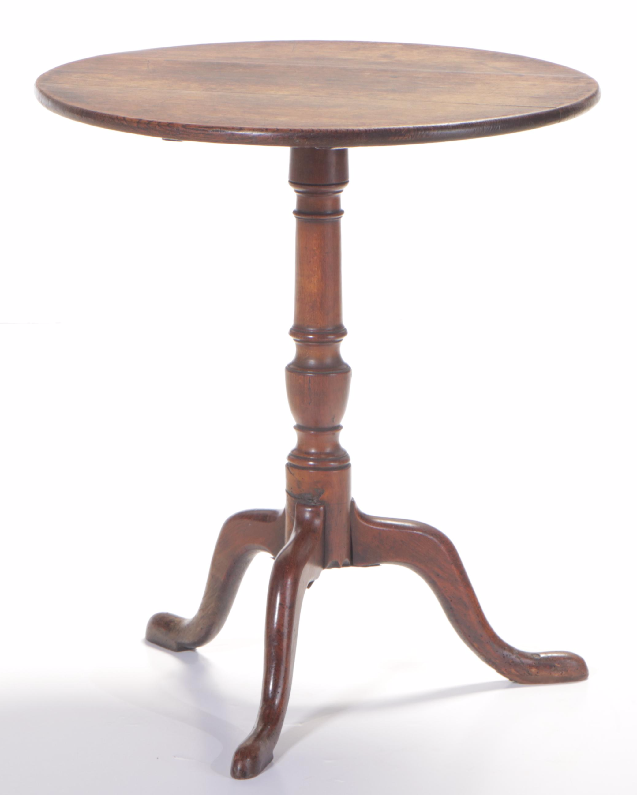 George III Oak and Beech Tilt-Top Tripod Table, Late 18th Century