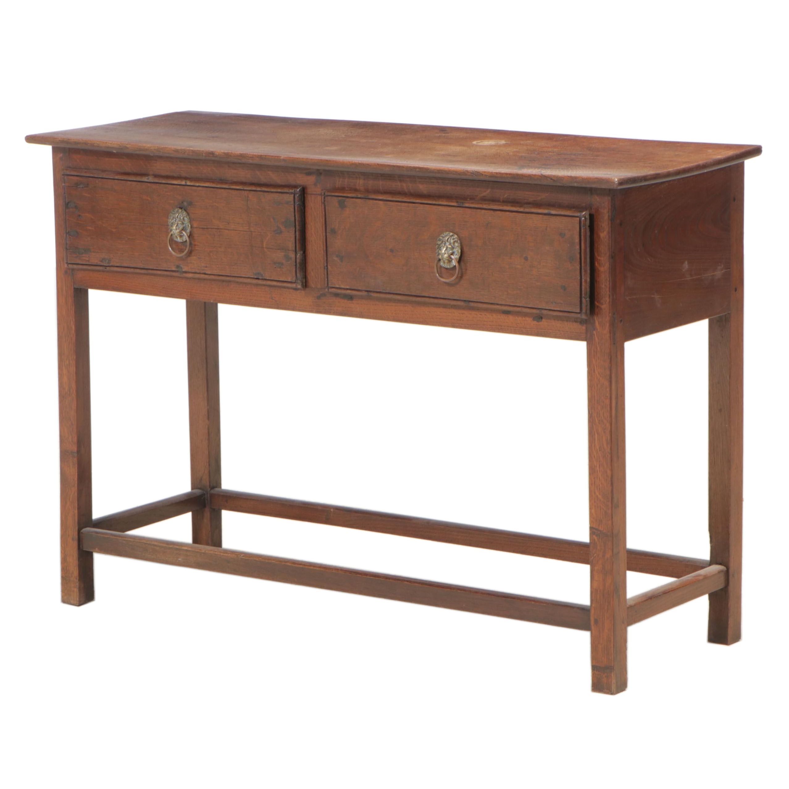 Oak Two-Drawer Side Table, 18th Century