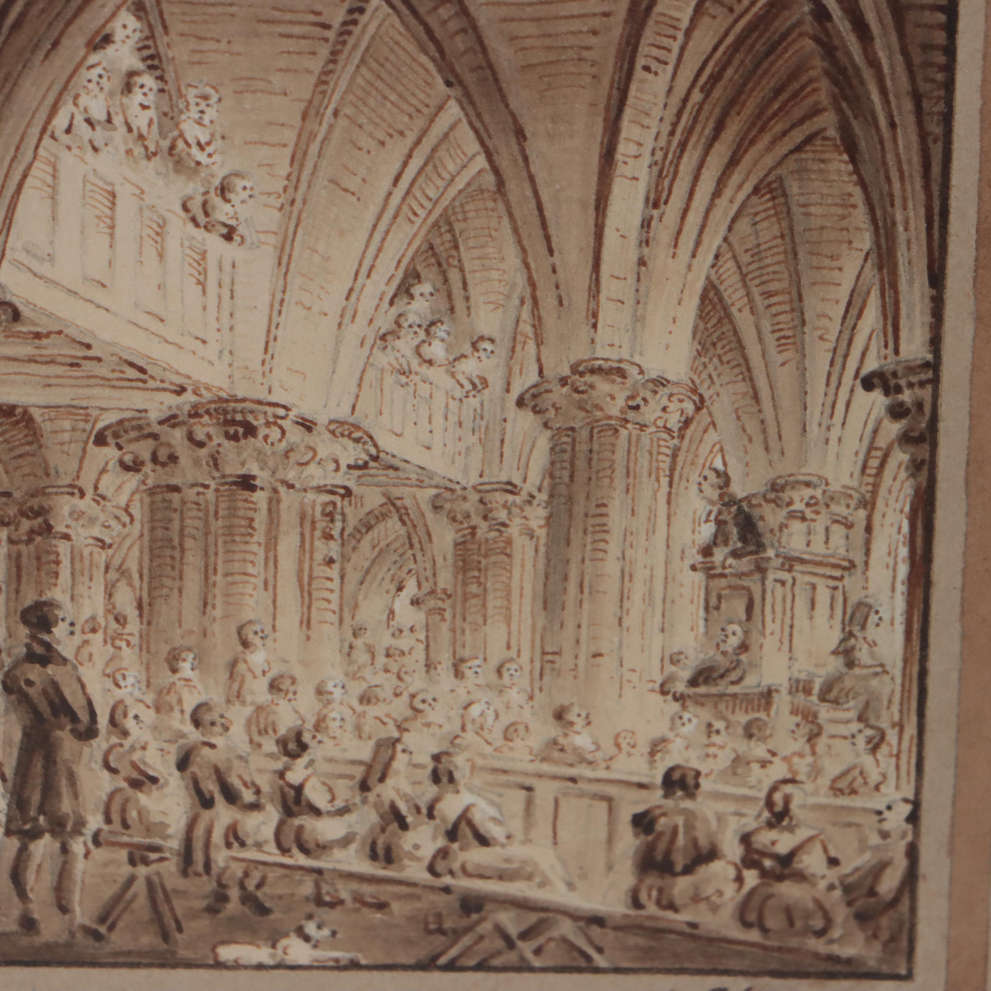 James Skene Ink Wash Illustration "Barony Kirk, Glasgow"