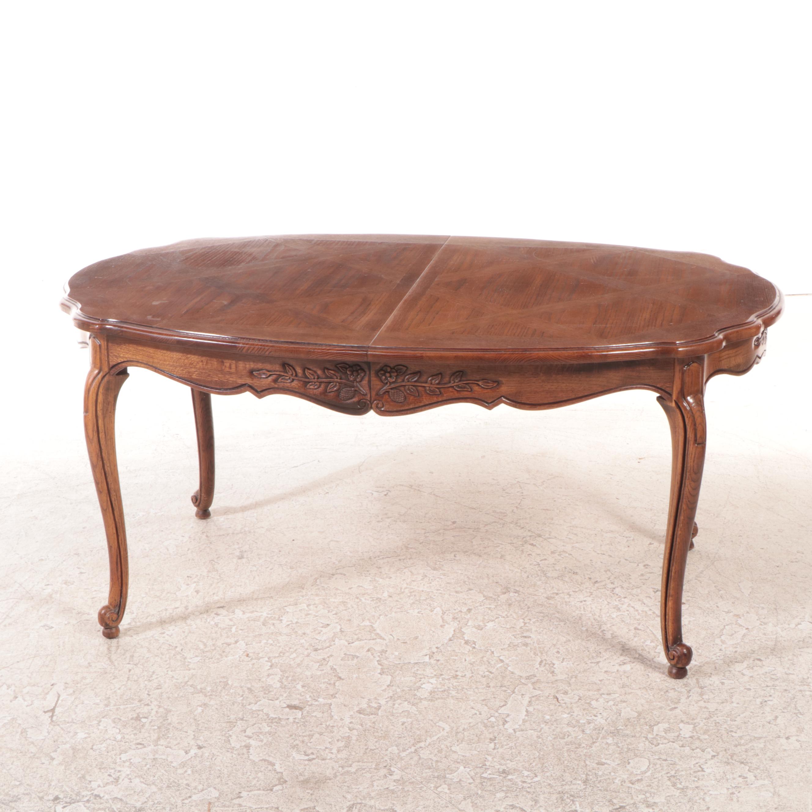 Nine-Piece French Provincial Style Oak Dining Set, Mid to Late 20th Century