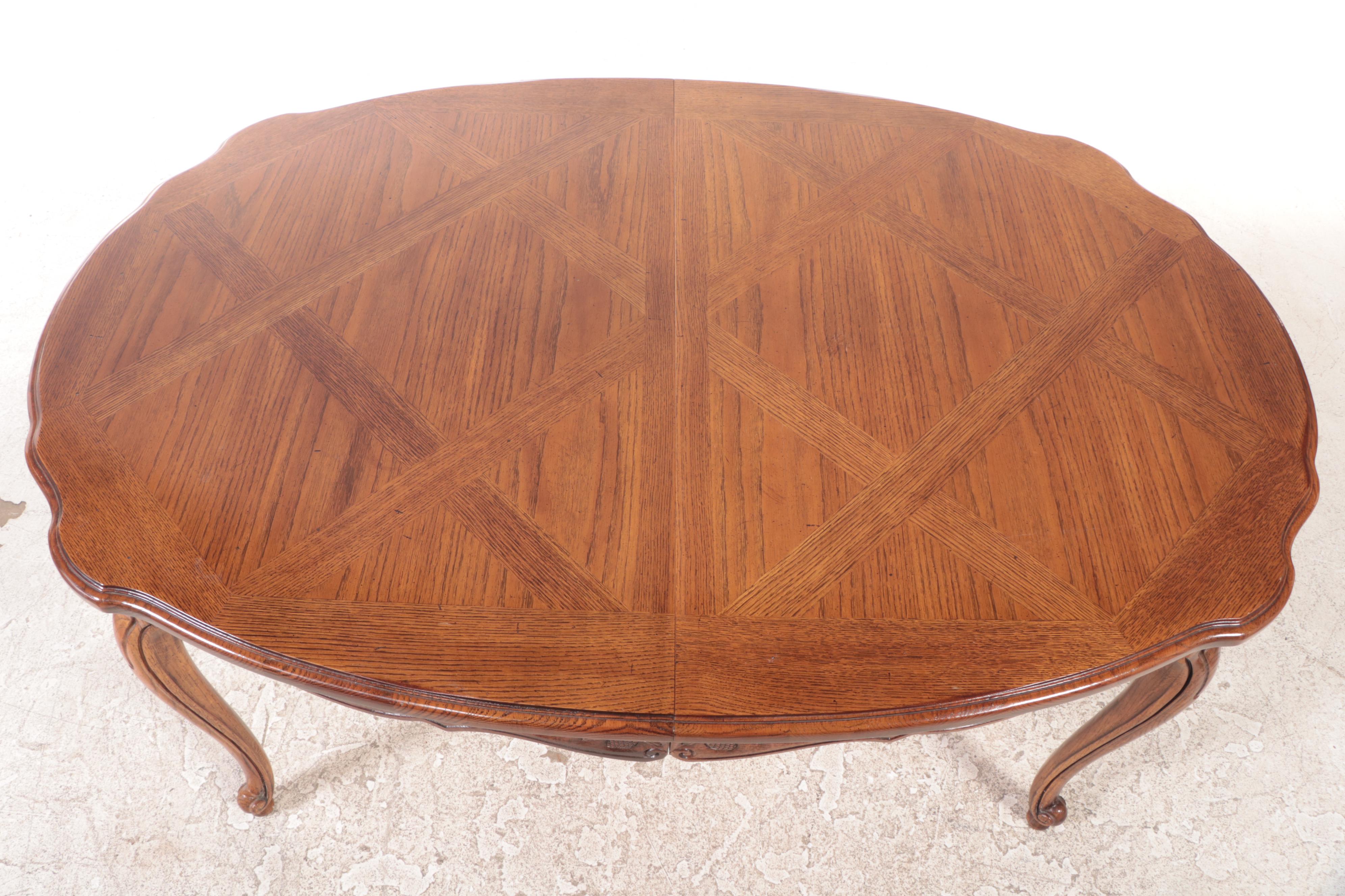 Nine-Piece French Provincial Style Oak Dining Set, Mid to Late 20th Century