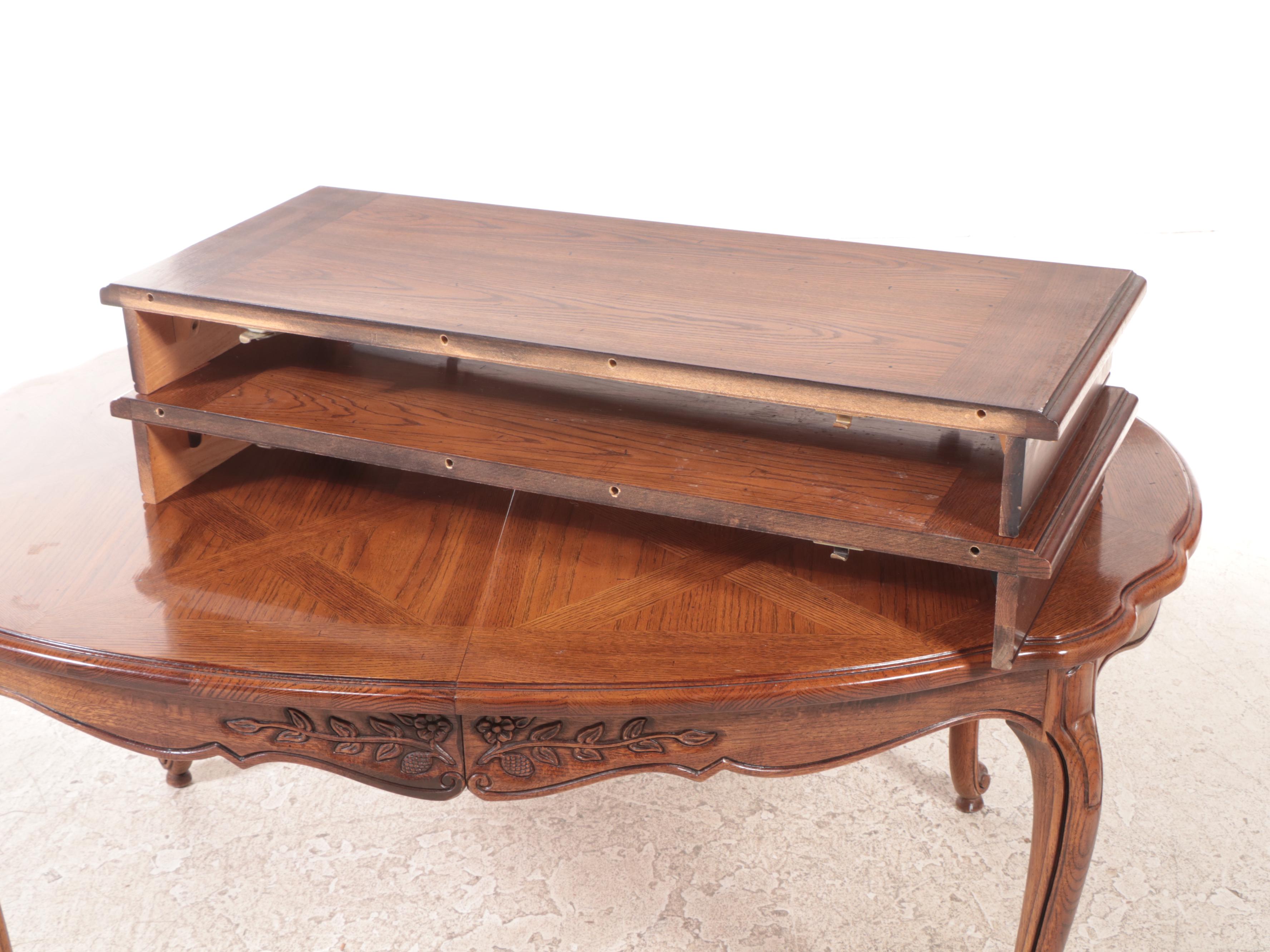 Nine-Piece French Provincial Style Oak Dining Set, Mid to Late 20th Century