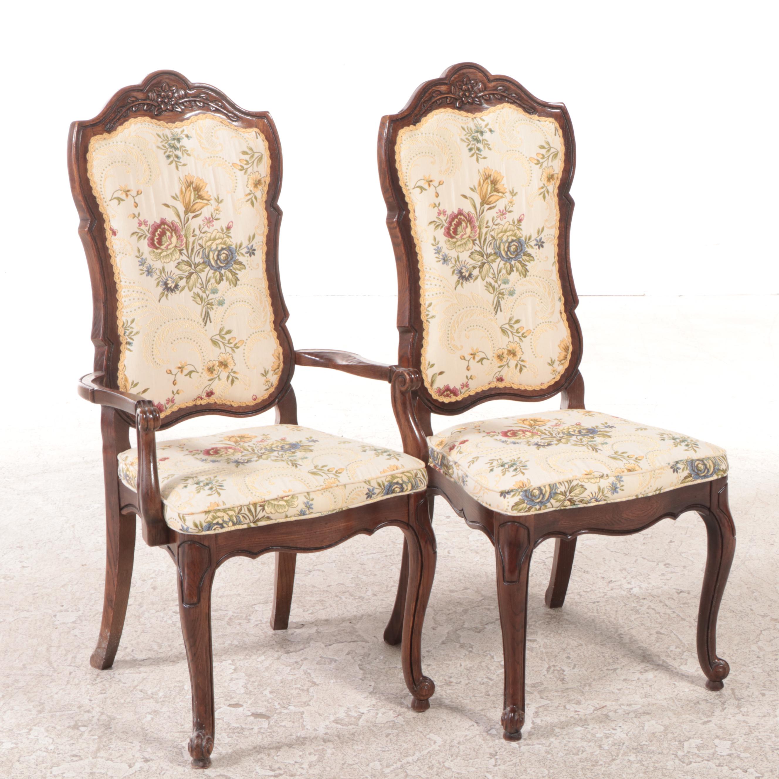 Nine-Piece French Provincial Style Oak Dining Set, Mid to Late 20th Century