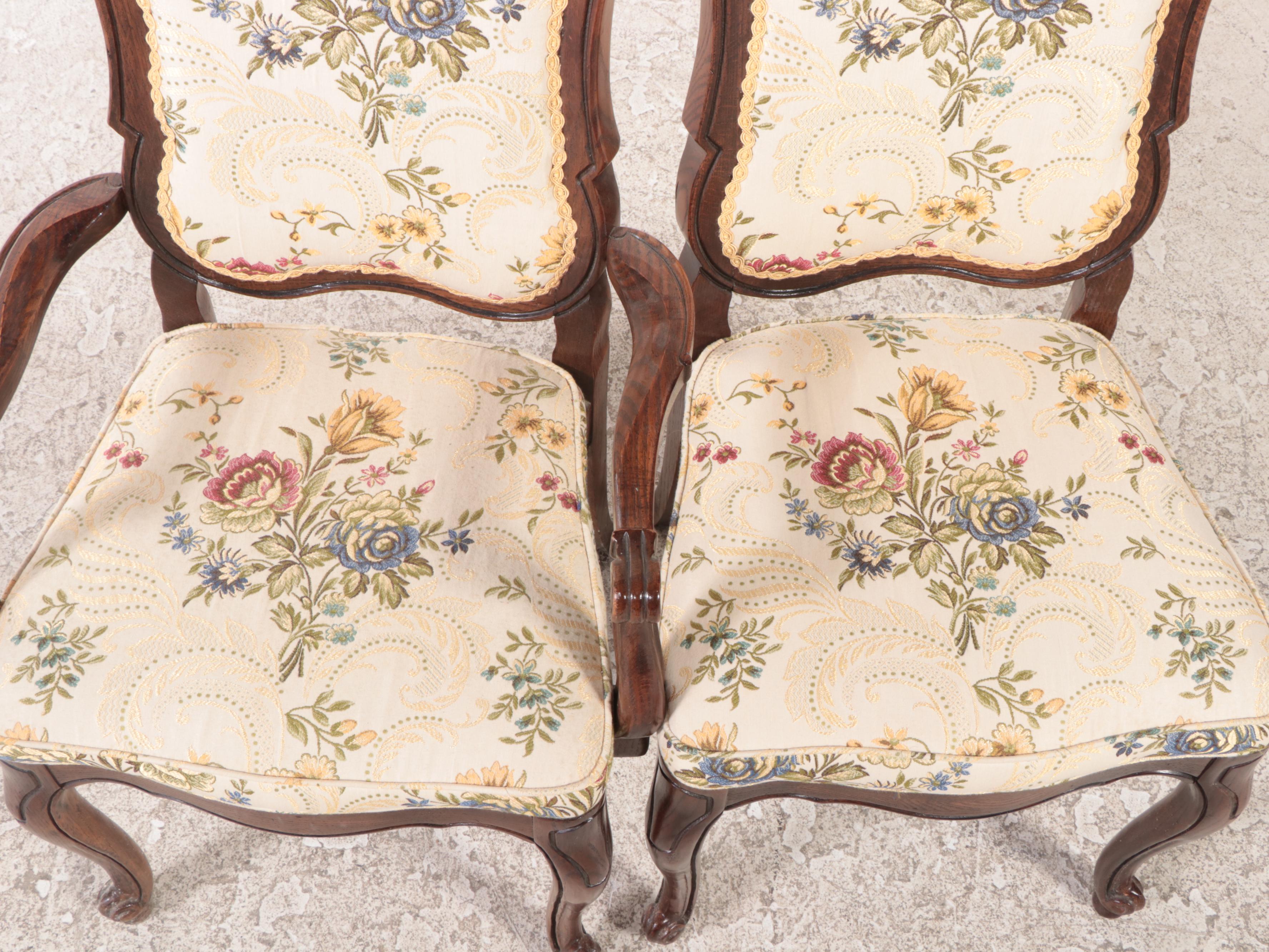 Nine-Piece French Provincial Style Oak Dining Set, Mid to Late 20th Century