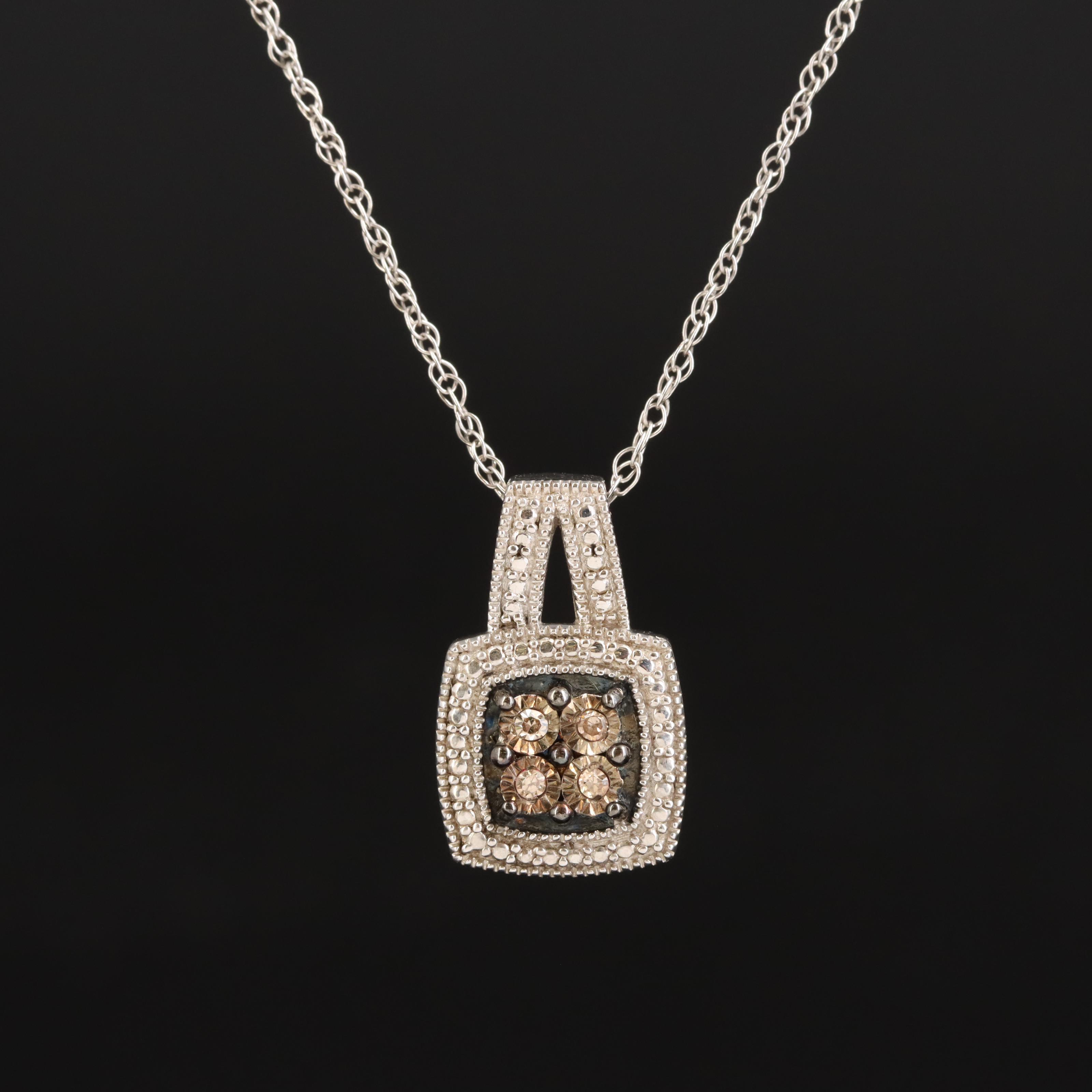 Sterling Diamond Pendant Necklace
