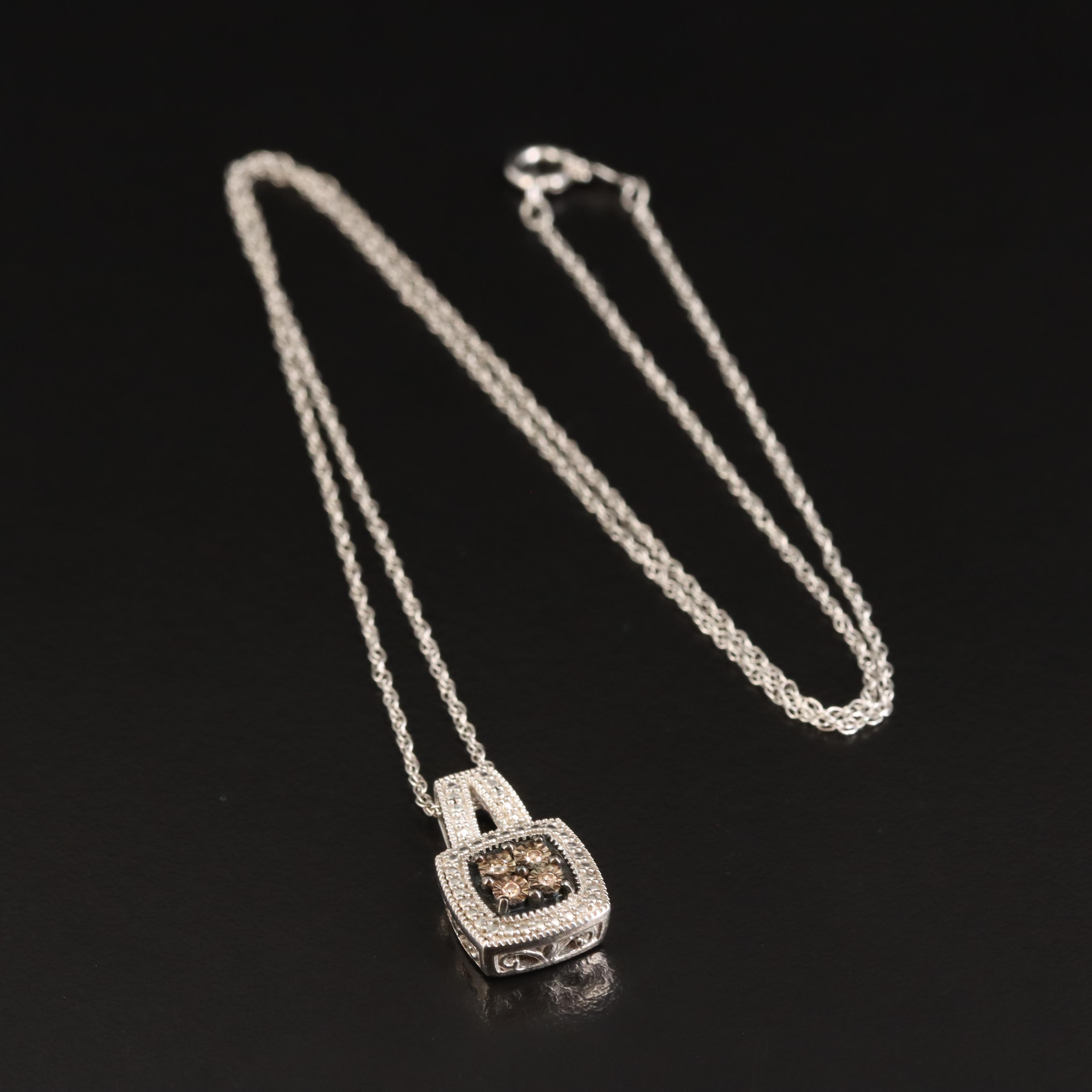 Sterling Diamond Pendant Necklace