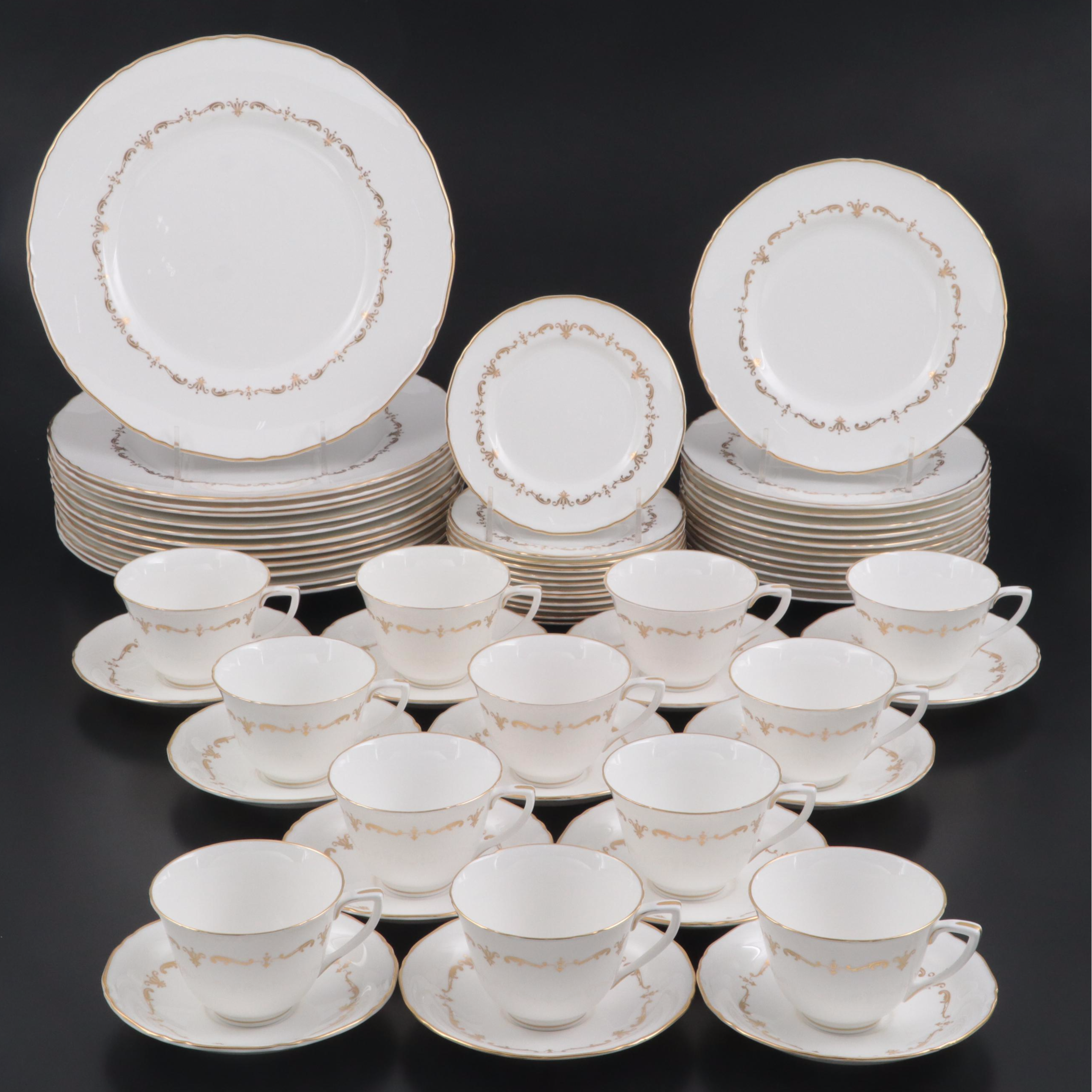 Royal Worcester "Gold Chantilly" Bone China Dinnerware