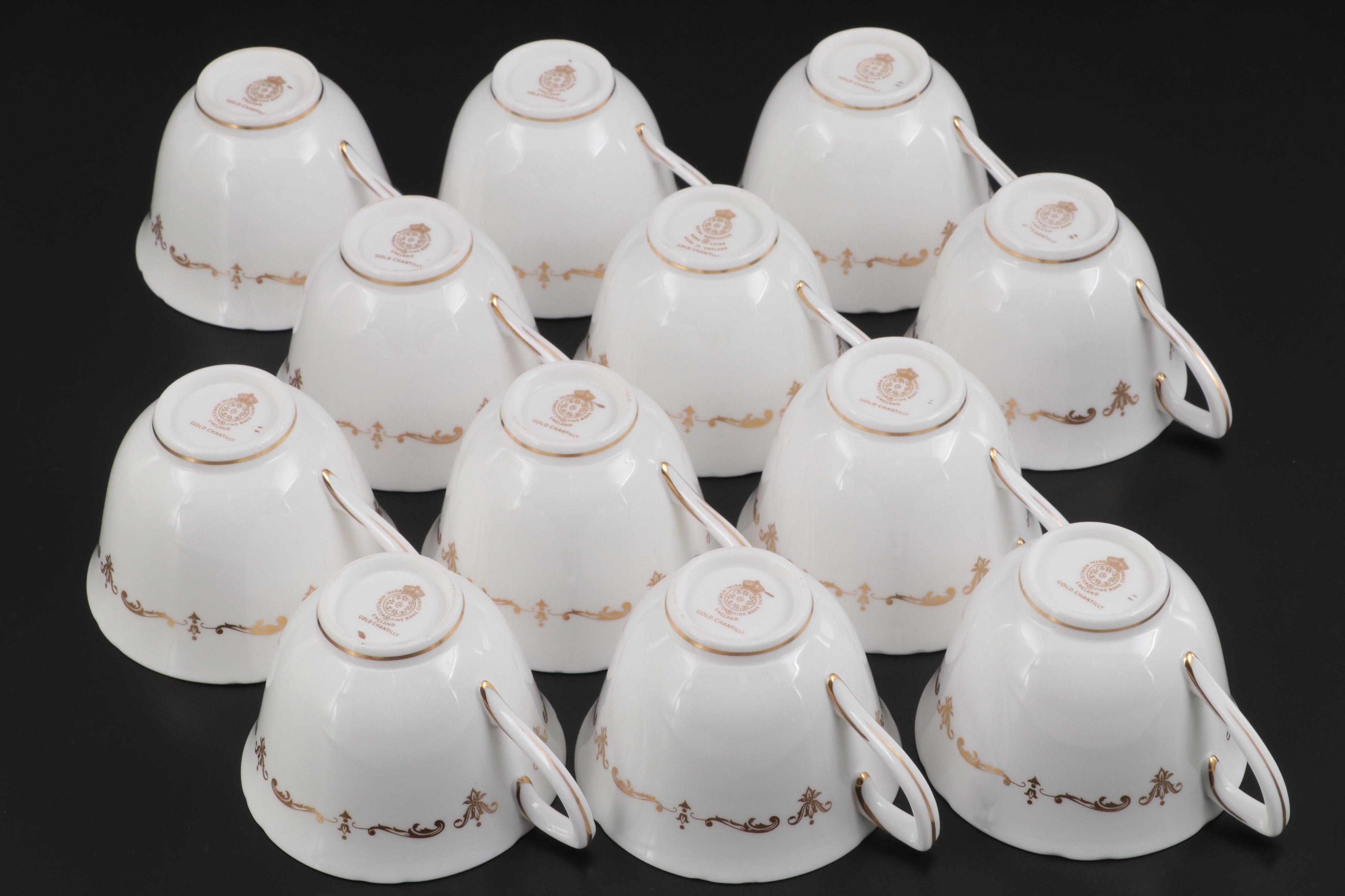 Royal Worcester "Gold Chantilly" Bone China Dinnerware