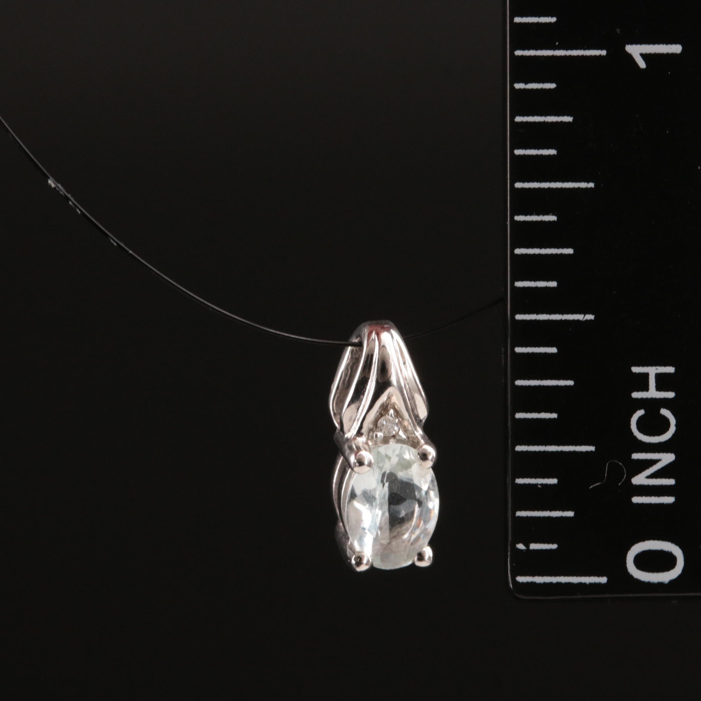 10K Aquamarine and Diamond Pendant