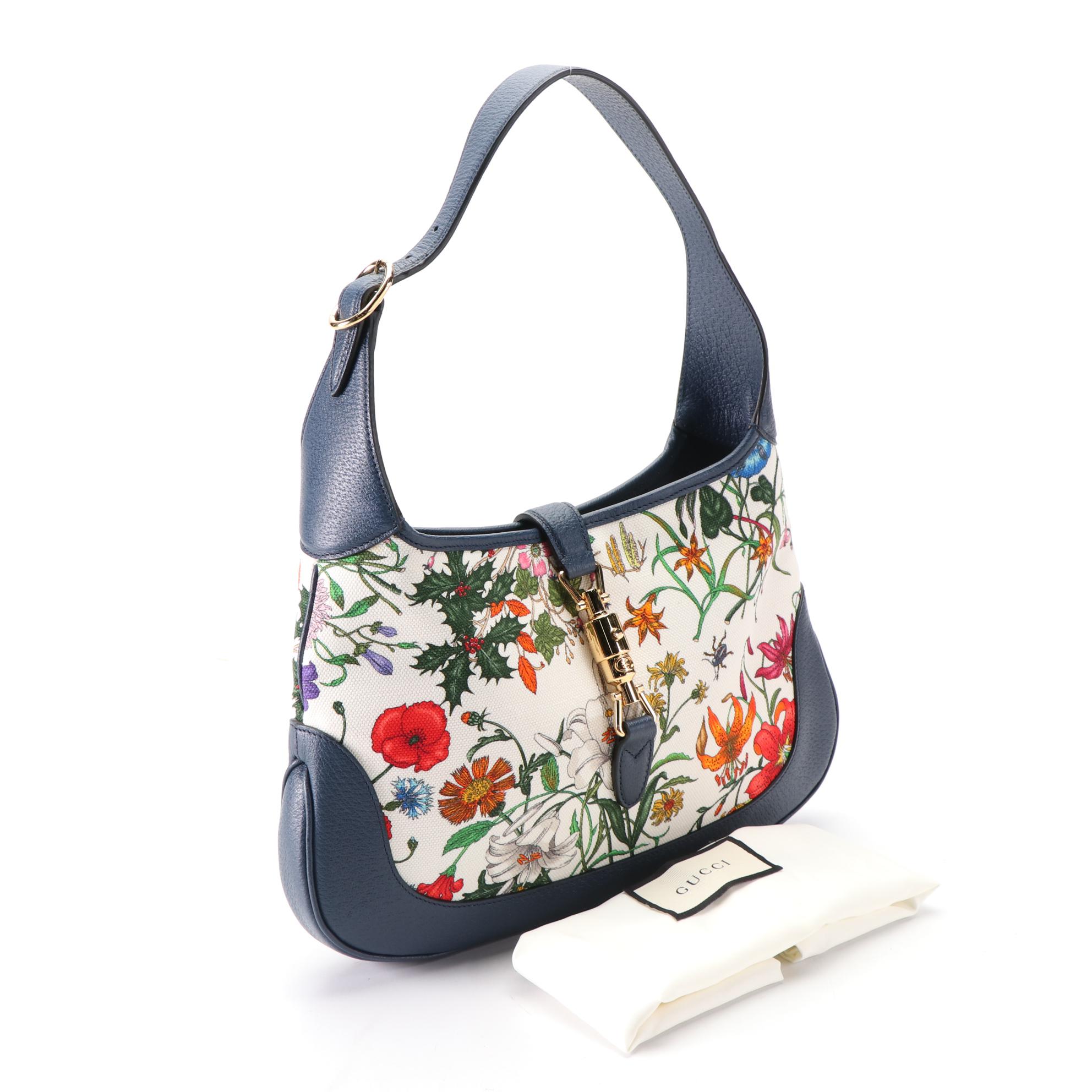 Gucci Jackie Bag in Flora Canvas and Cinghiale Leather