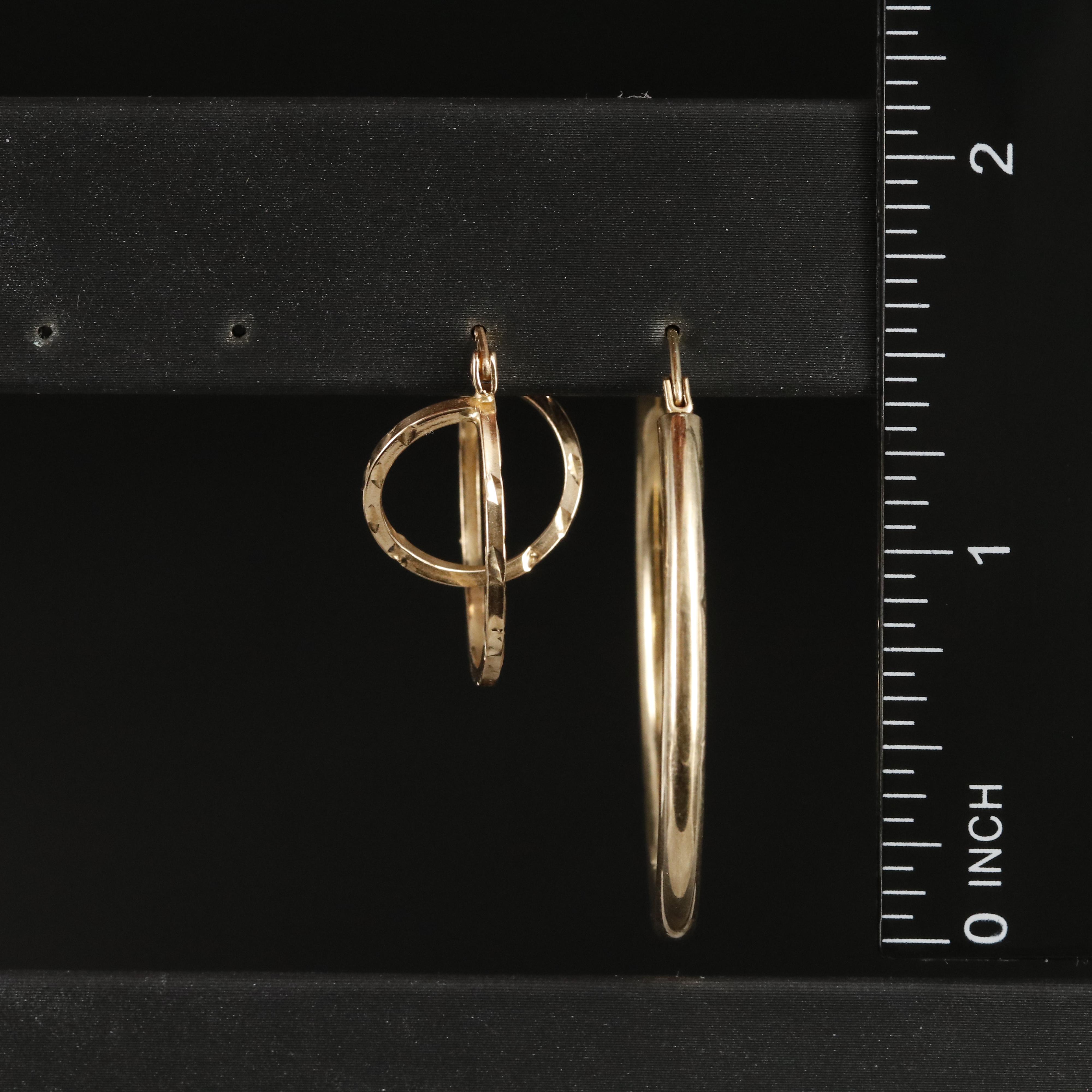 14K Hoop Earrings with 10K Small Hoop Earrings