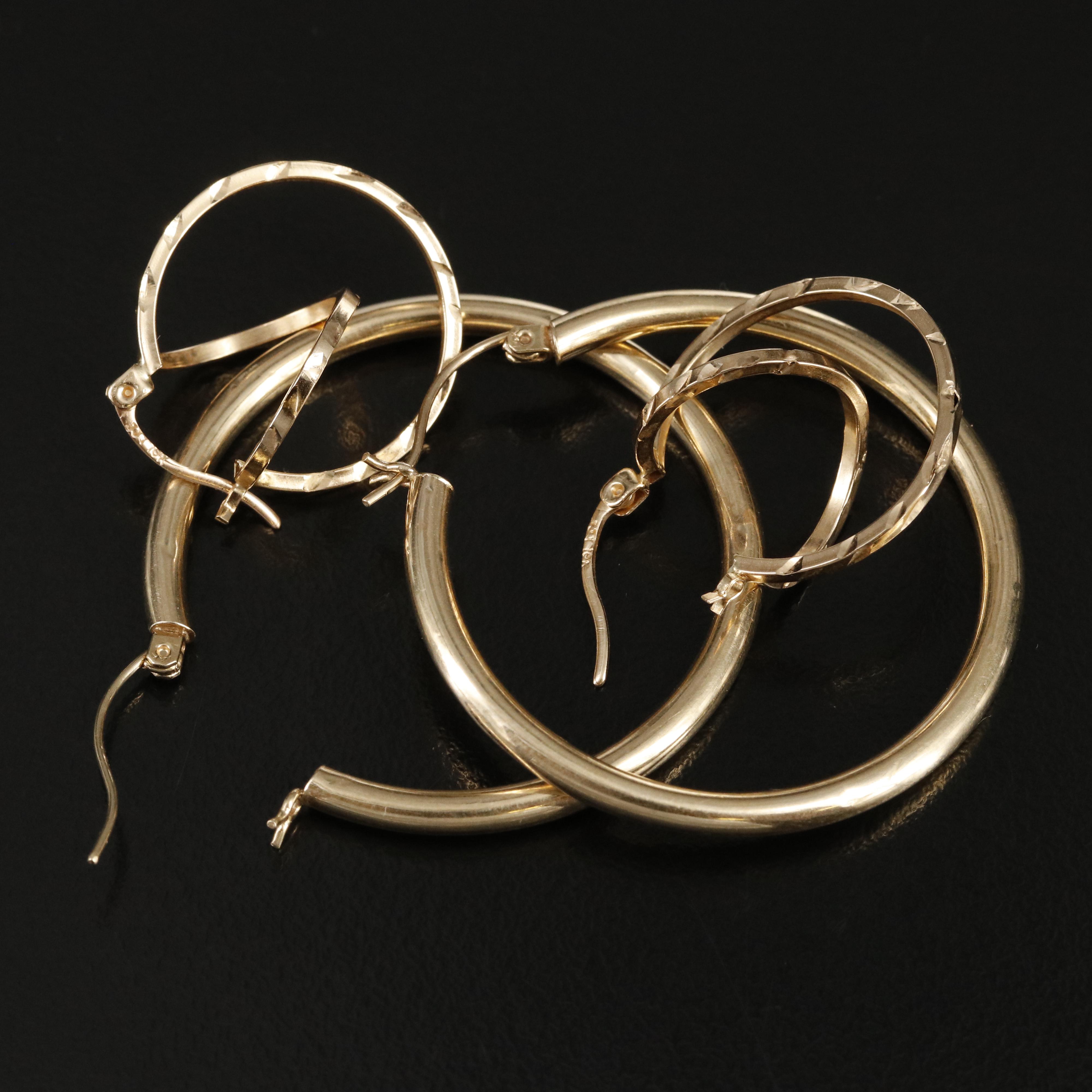 14K Hoop Earrings with 10K Small Hoop Earrings