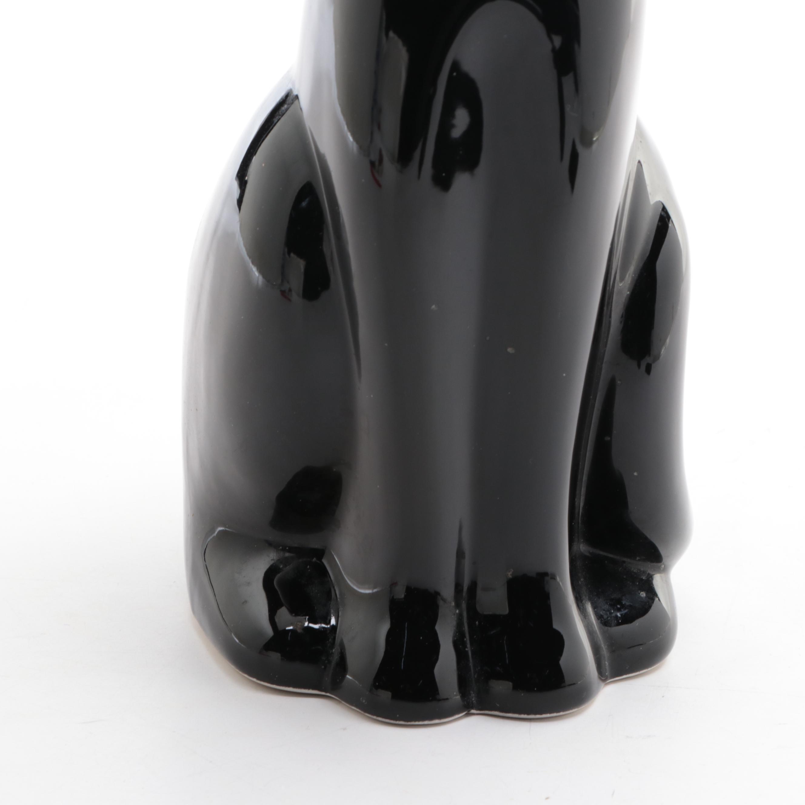 Allure Black Ceramic Cat Toilet Brush Holder