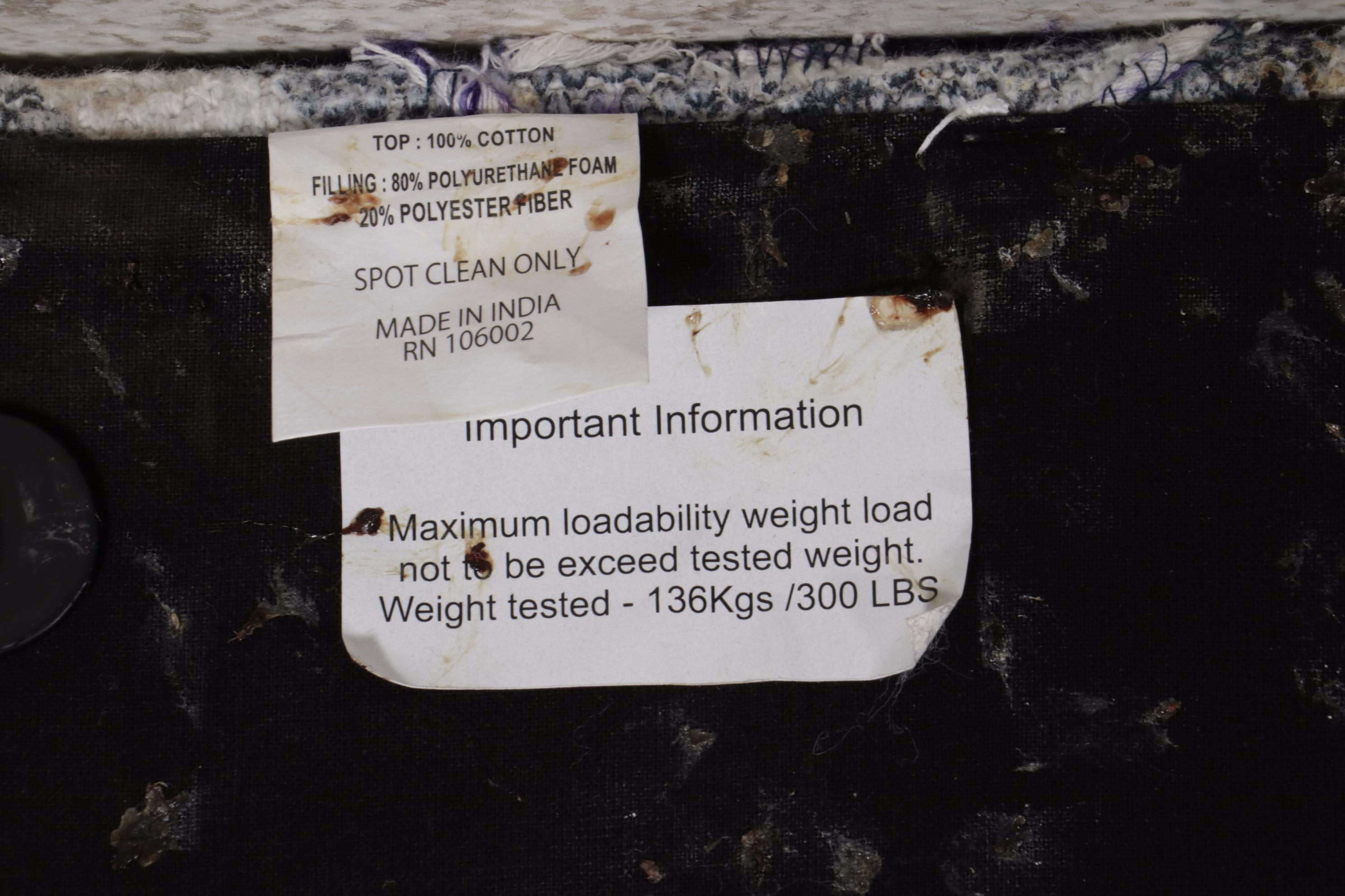 Contemporary Embellished Cotton Upholstered Bench with Hairpin Legs