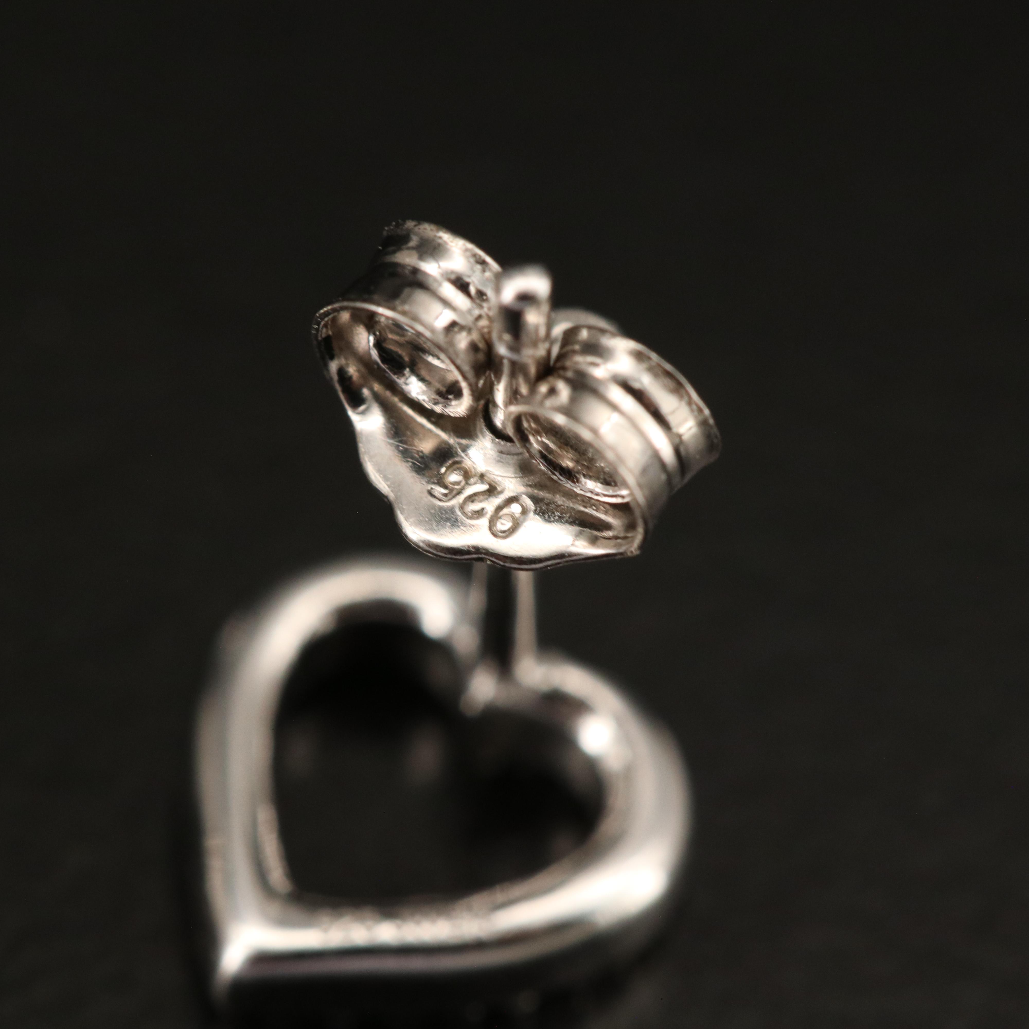 Sterling Diamond Heart Stud Earrings