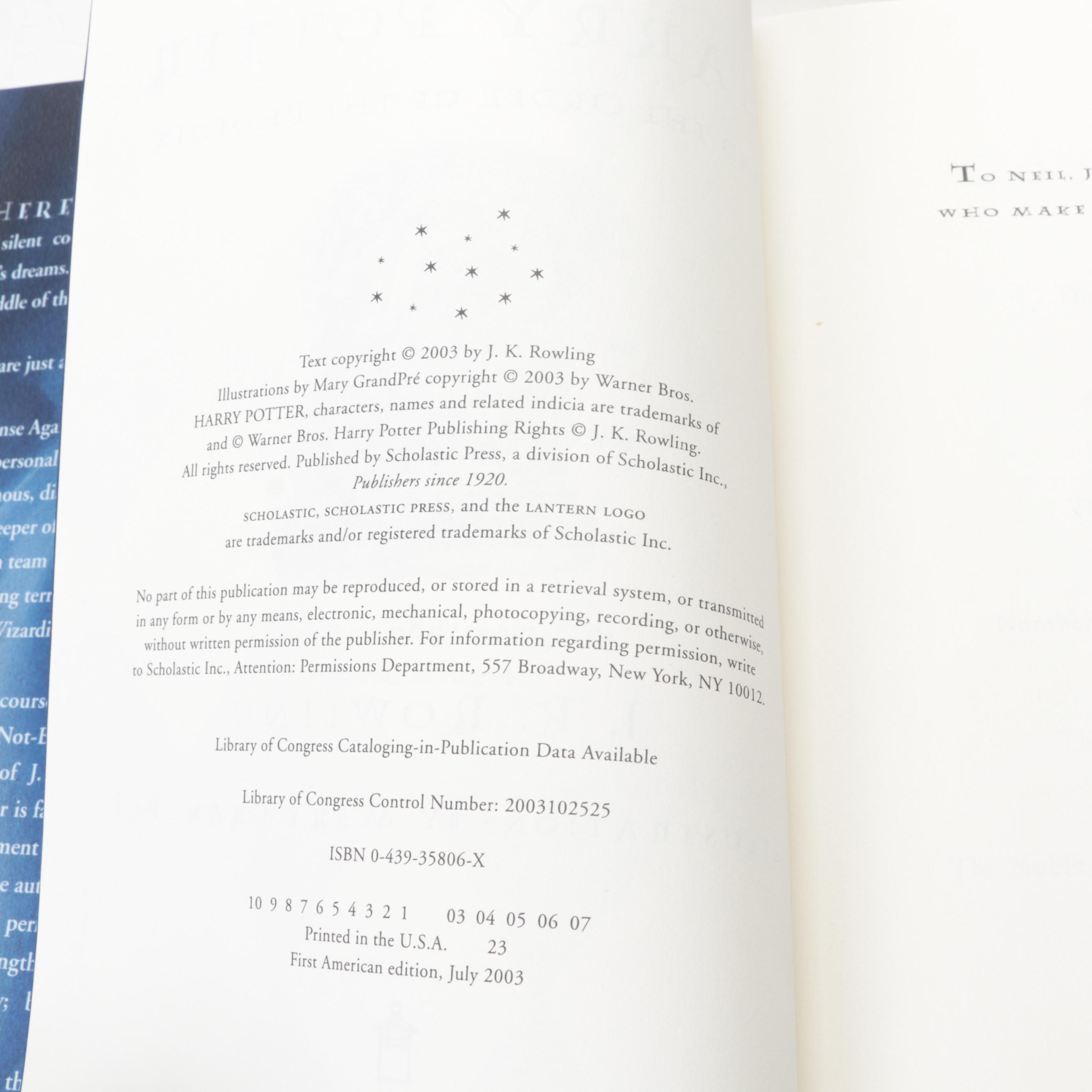 First American Edition "Harry Potter" Complete Set by J. K. Rowling