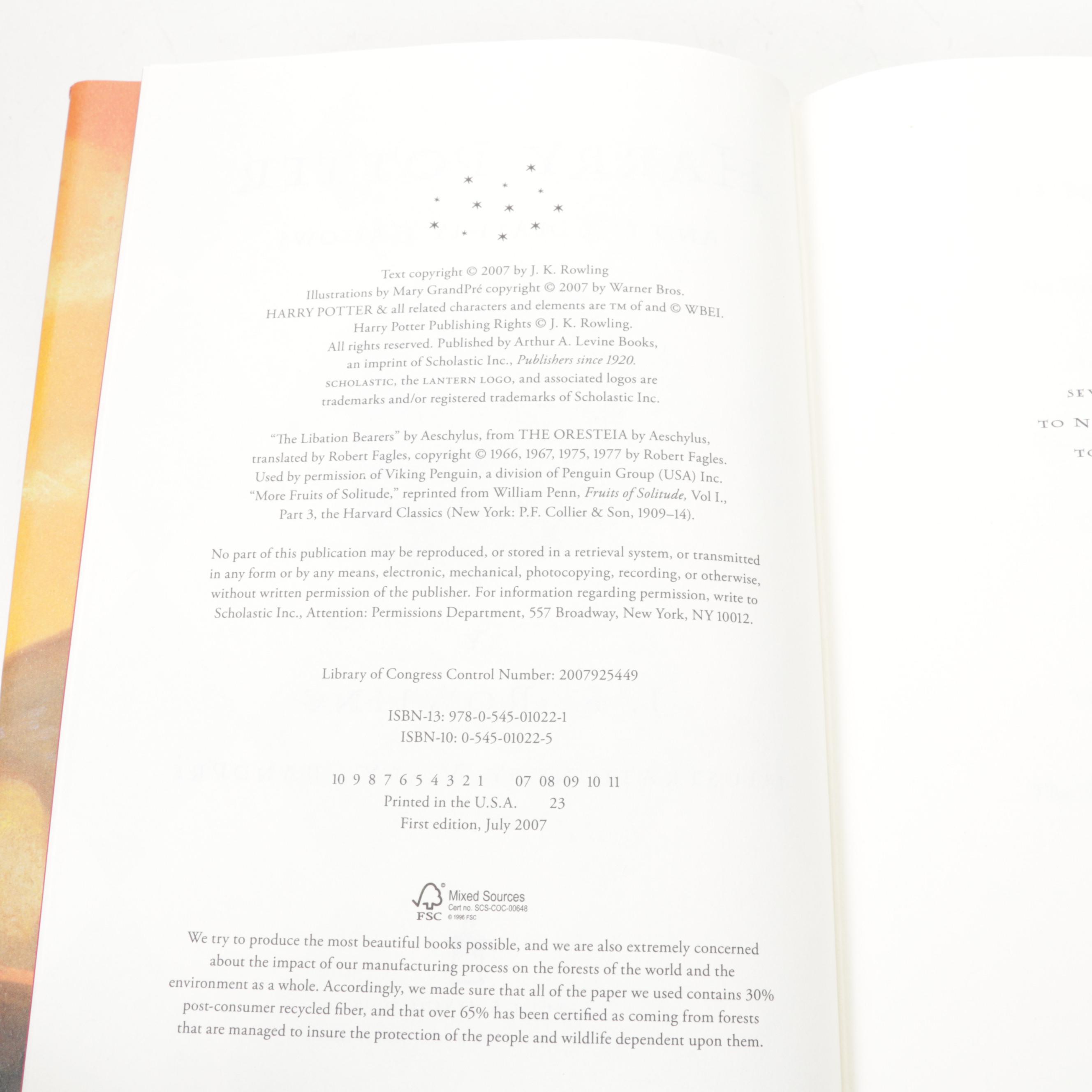 First American Edition "Harry Potter" Complete Set by J. K. Rowling