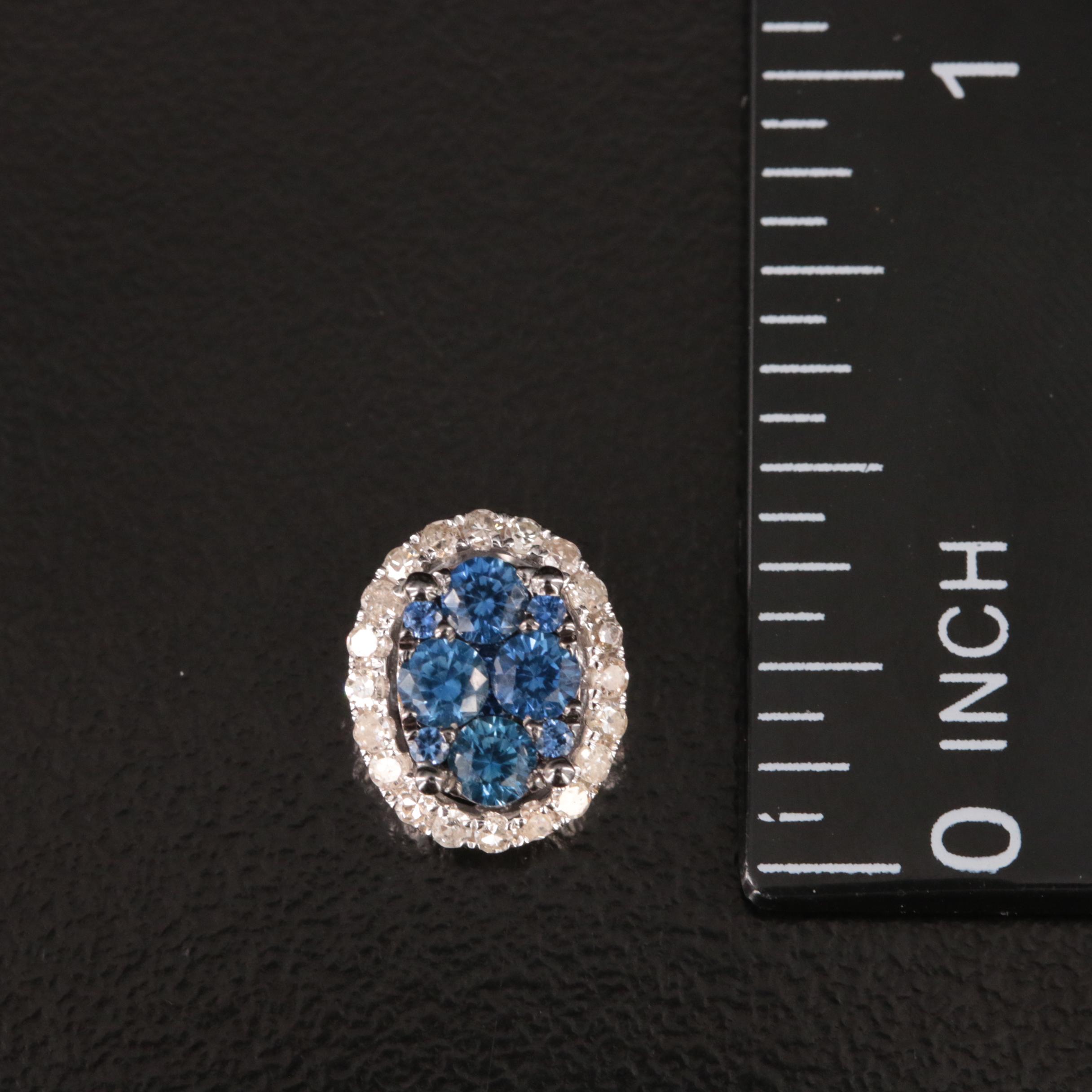 14K Sapphire and Diamond Halo Pendant