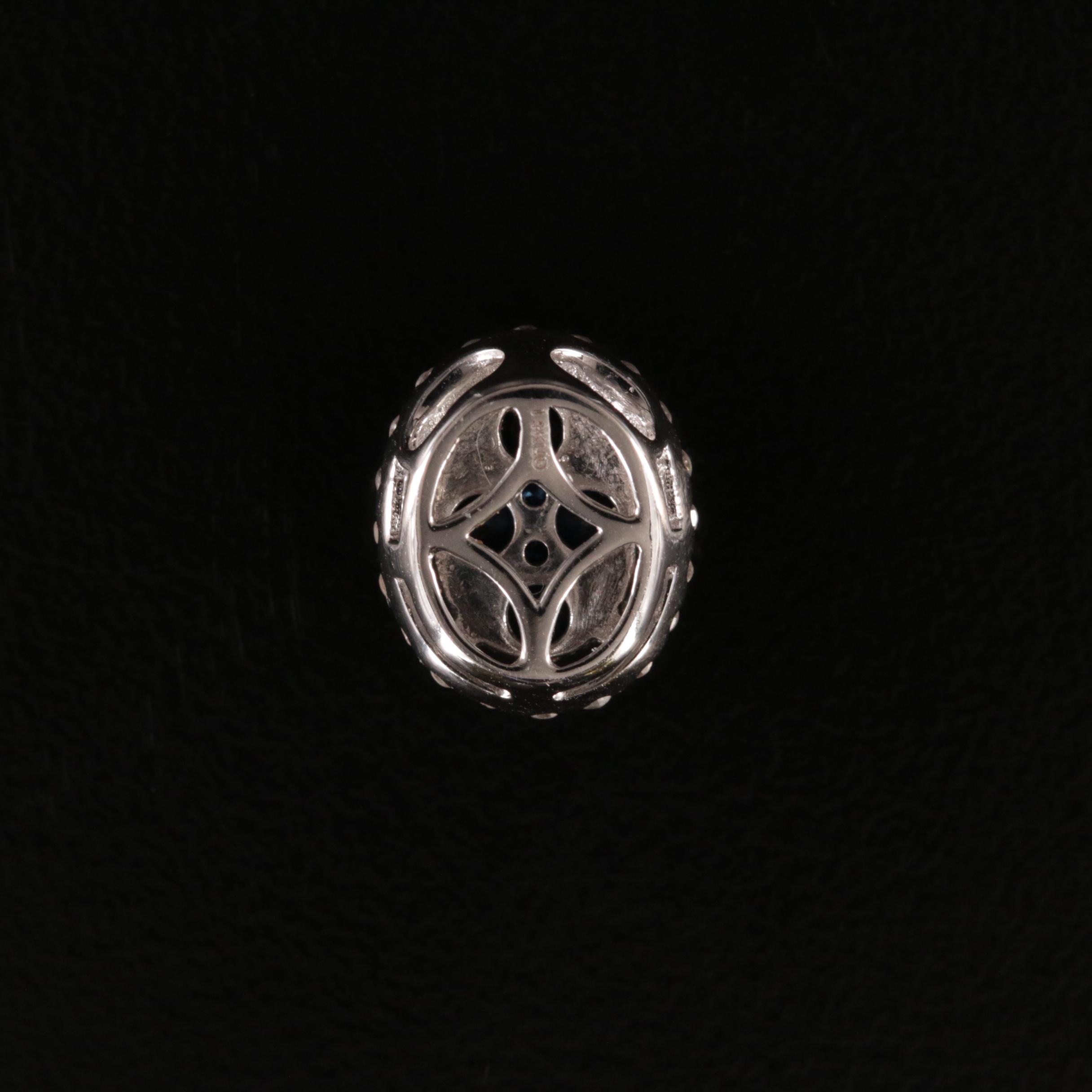 14K Sapphire and Diamond Halo Pendant