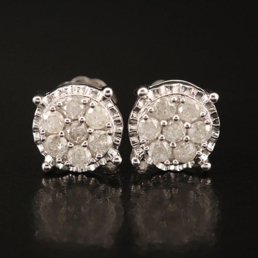 Sterling Diamond Stud Earrings