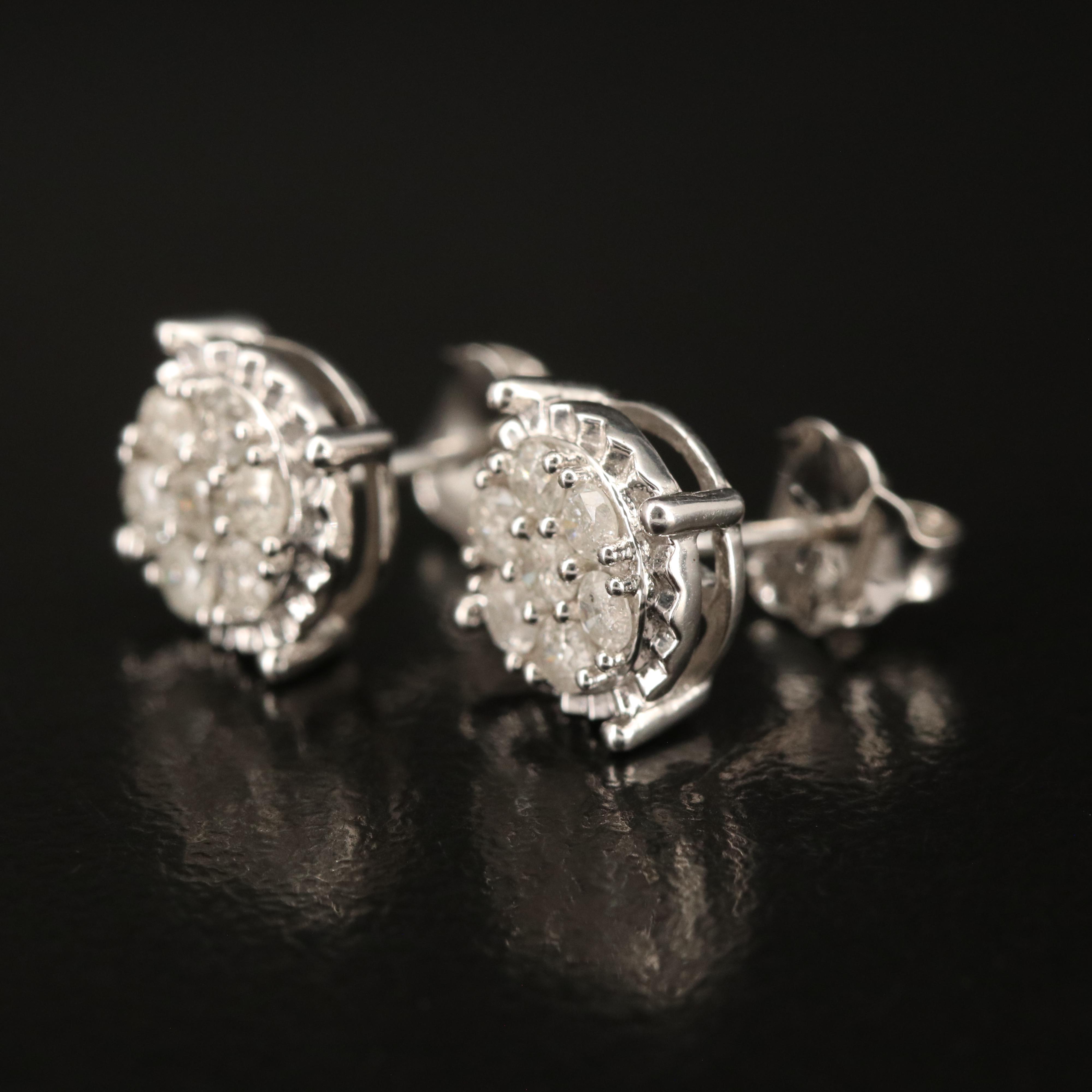 Sterling Diamond Stud Earrings