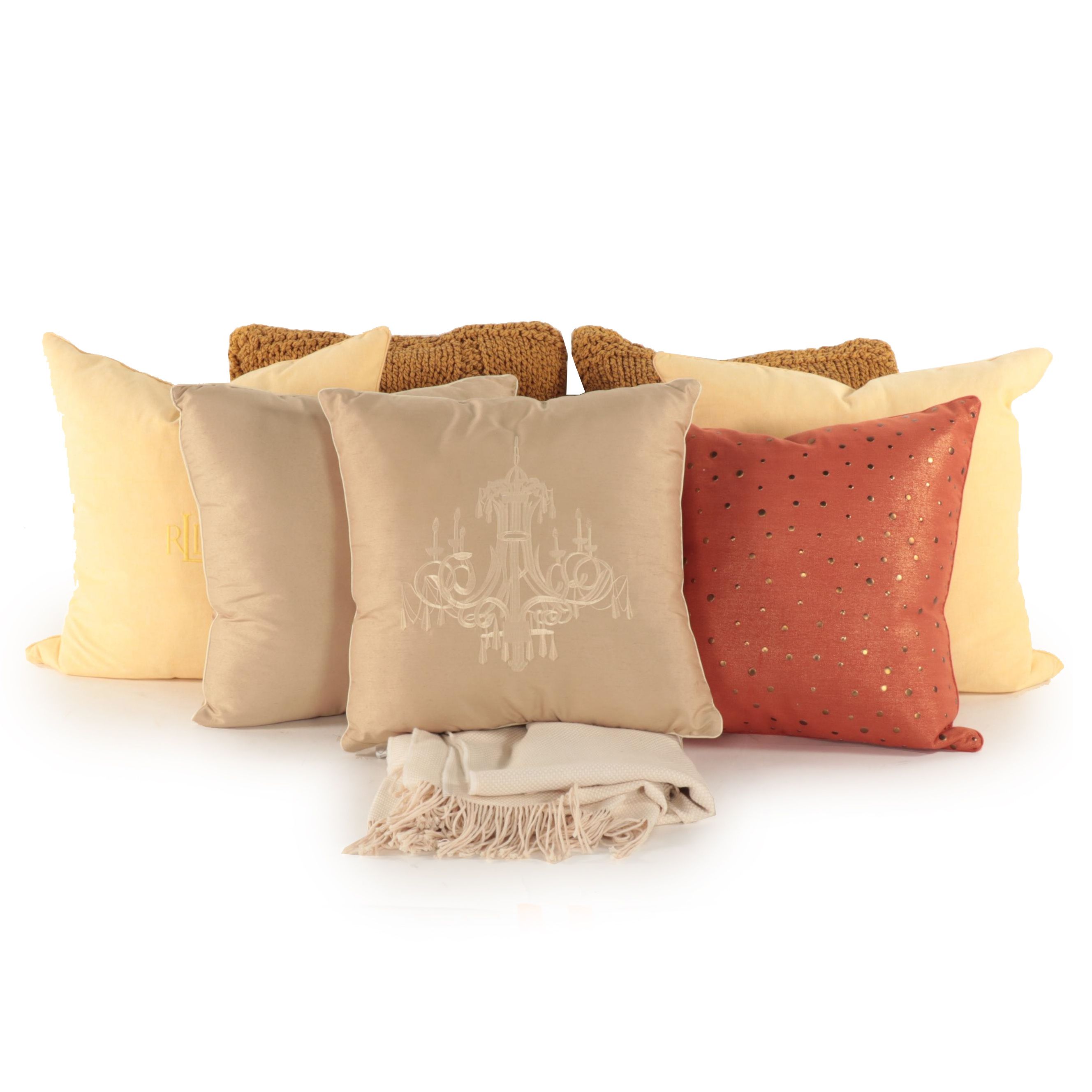 Sferra Throw, Ralph Lauren Home, Chunky Cable Knit and More Accent Pillows