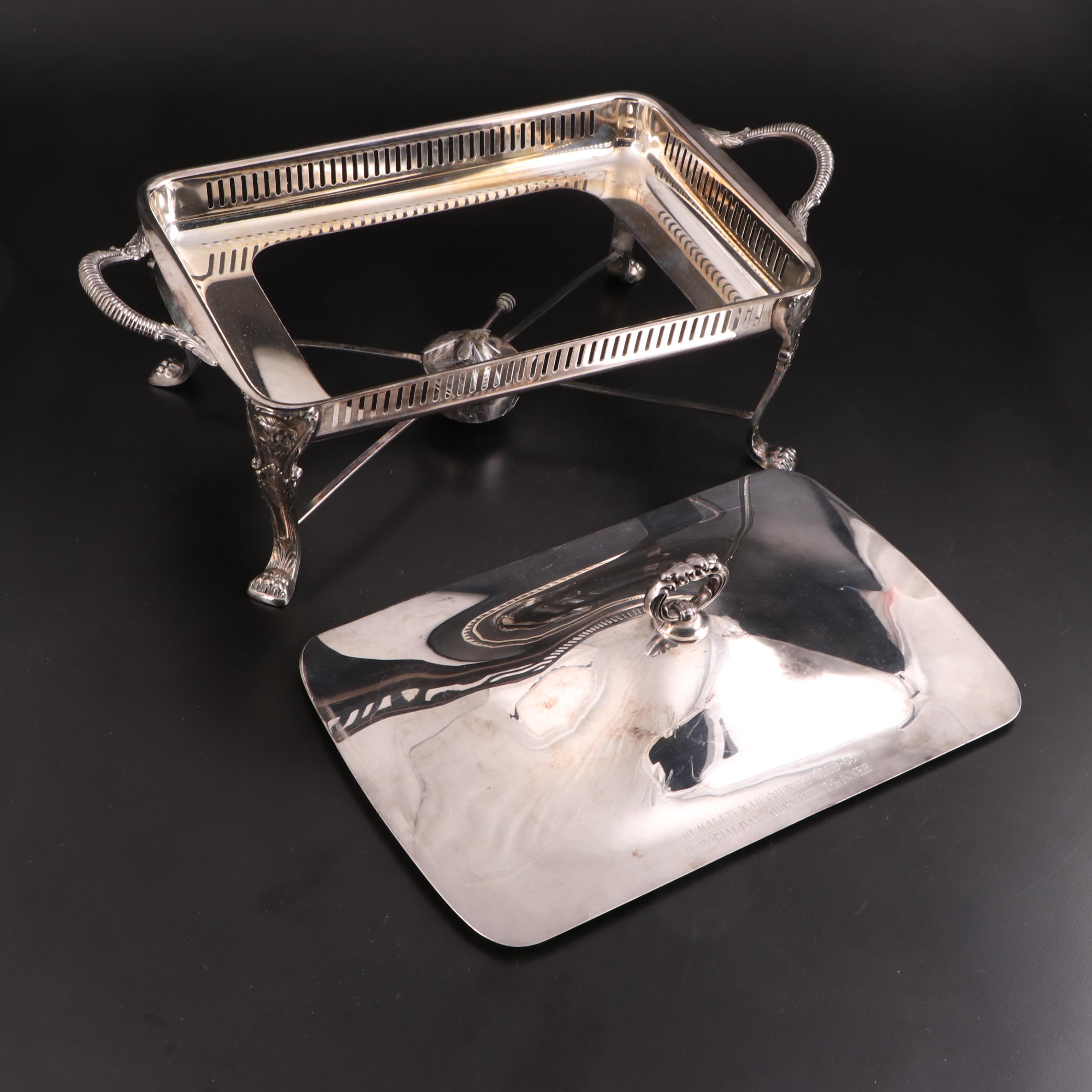 Poole "Maketewah Country Club" Silver Plate Chafing Dish Server, 1960s