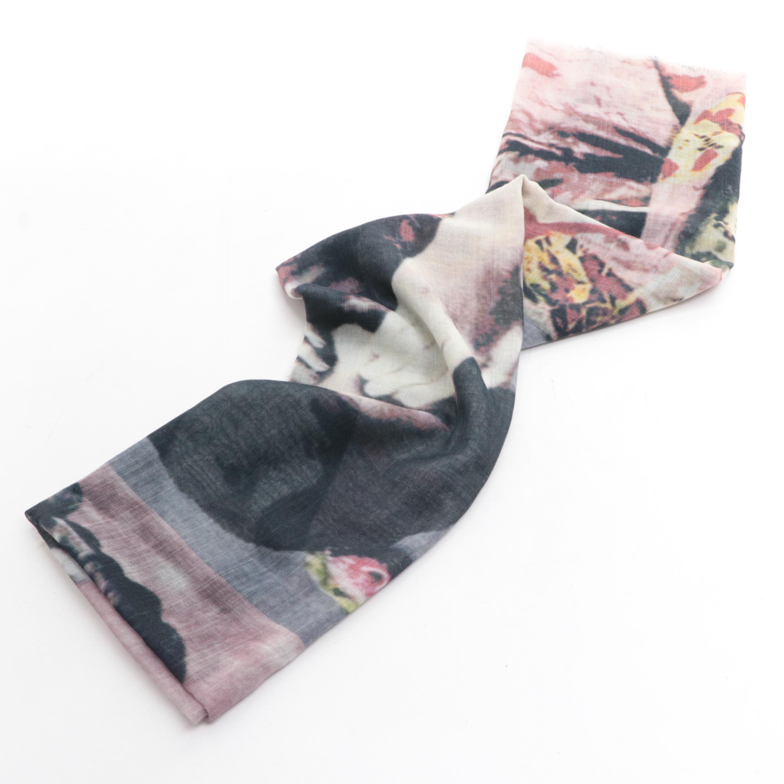 Marla Wynne Wool Printed Scarf with Other Scarves