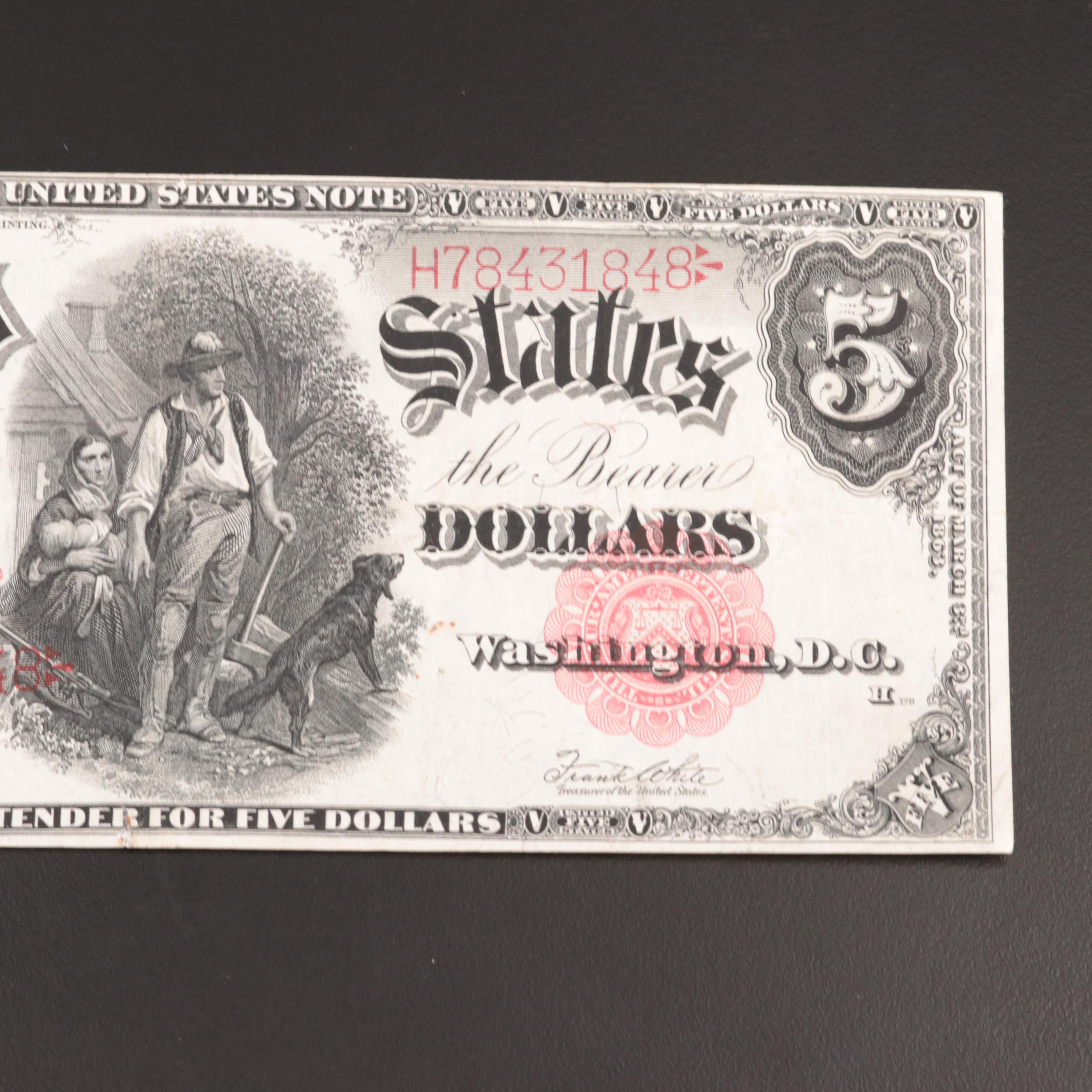 Two U.S. Large-Size Banknotes, Including PMG Graded $20 Gold Certificate