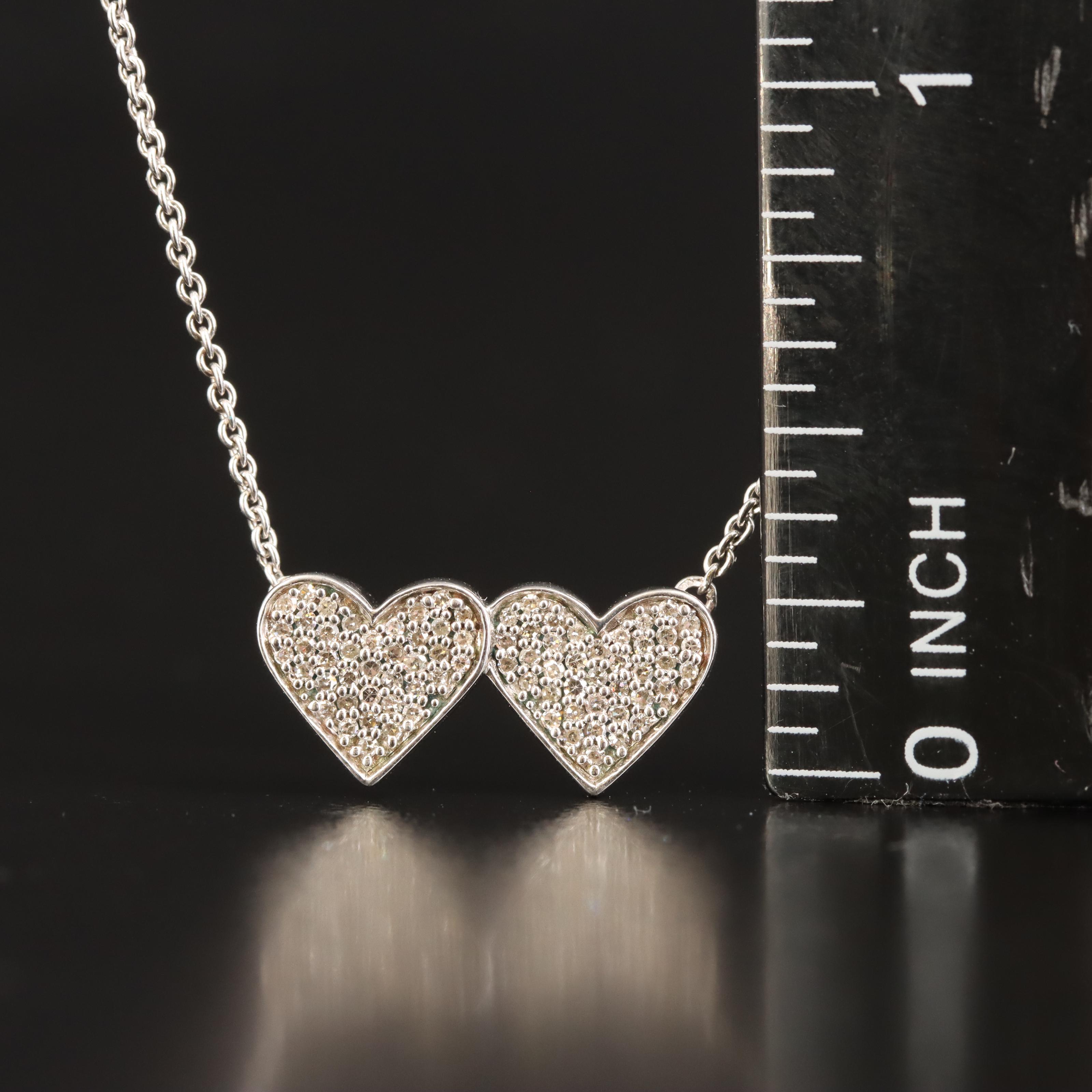 Sterling Diamond Double Heart Necklace