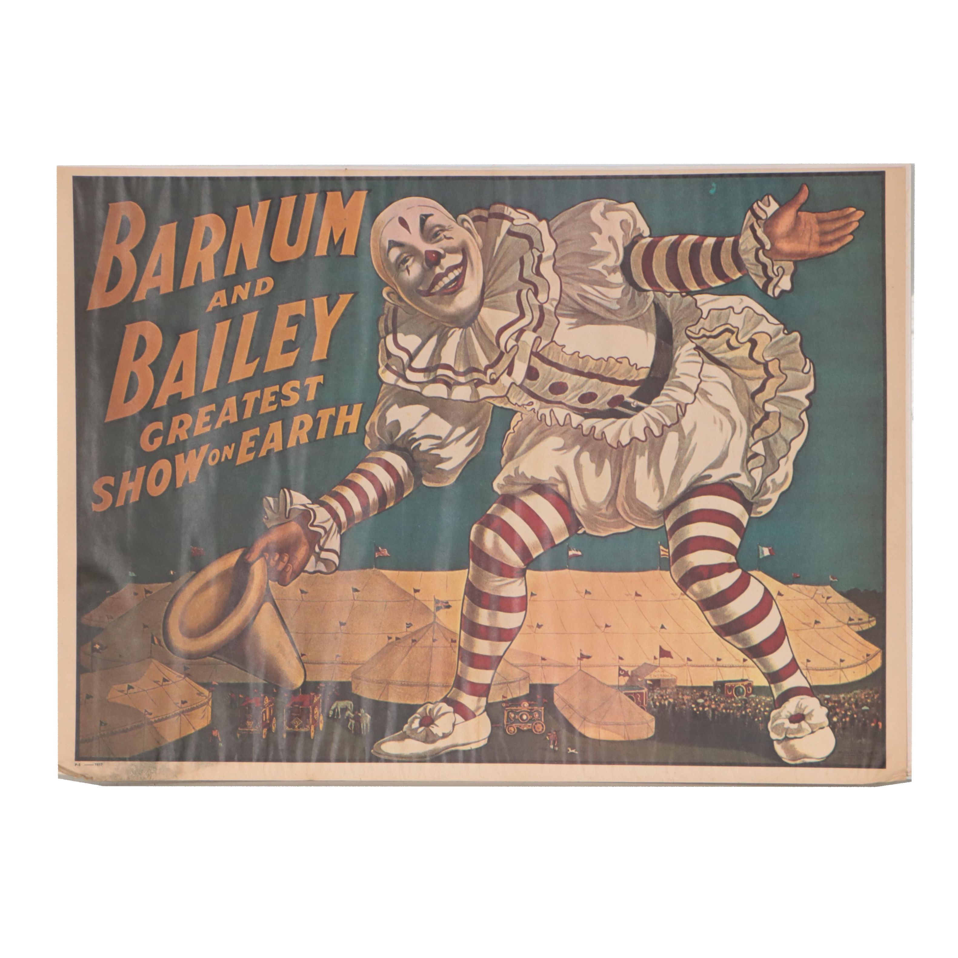 Offset Lithograph Reproduction Poster "Barnum and Bailey Greatest Show on Earth"