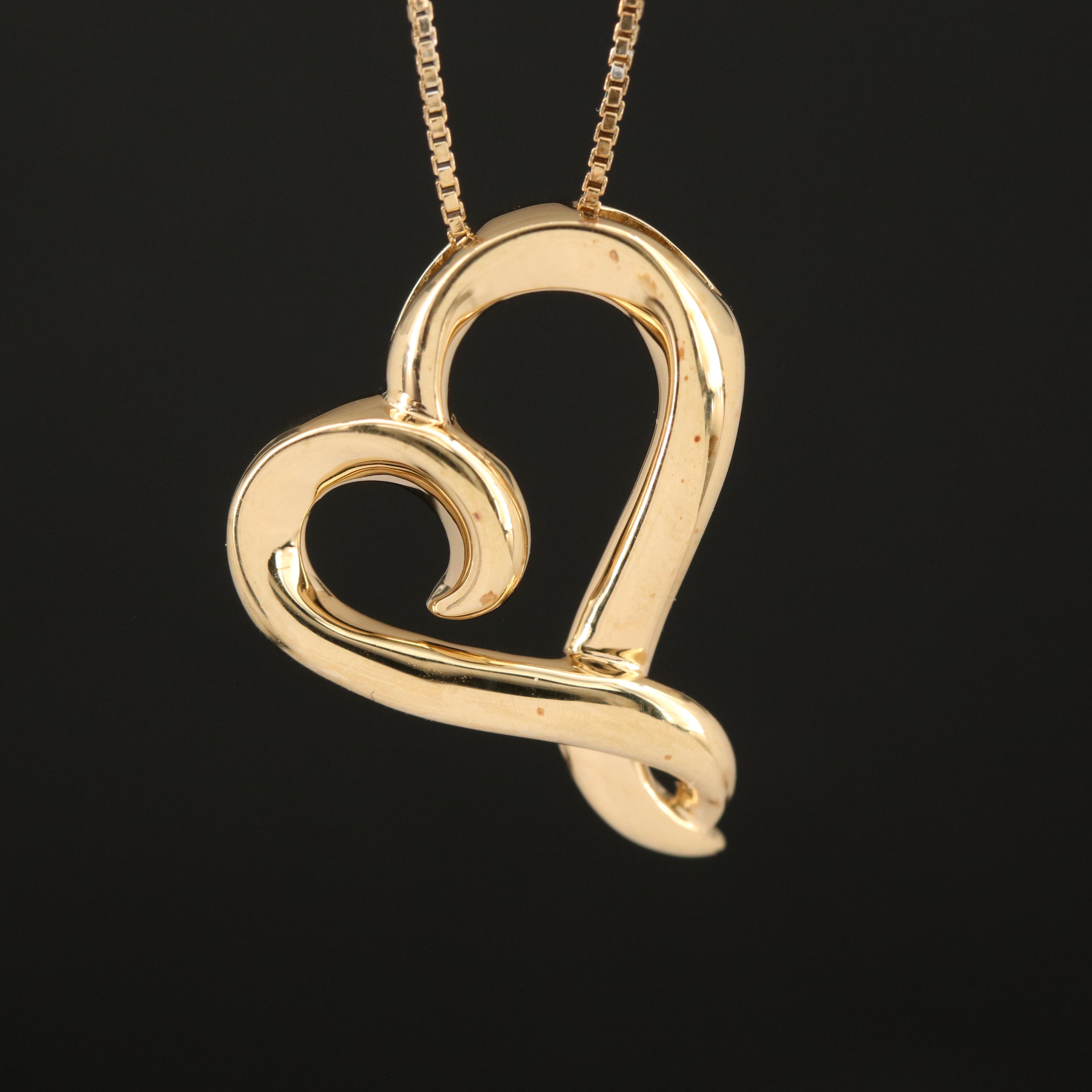 Sterling Diamond Heart Pendant Necklace