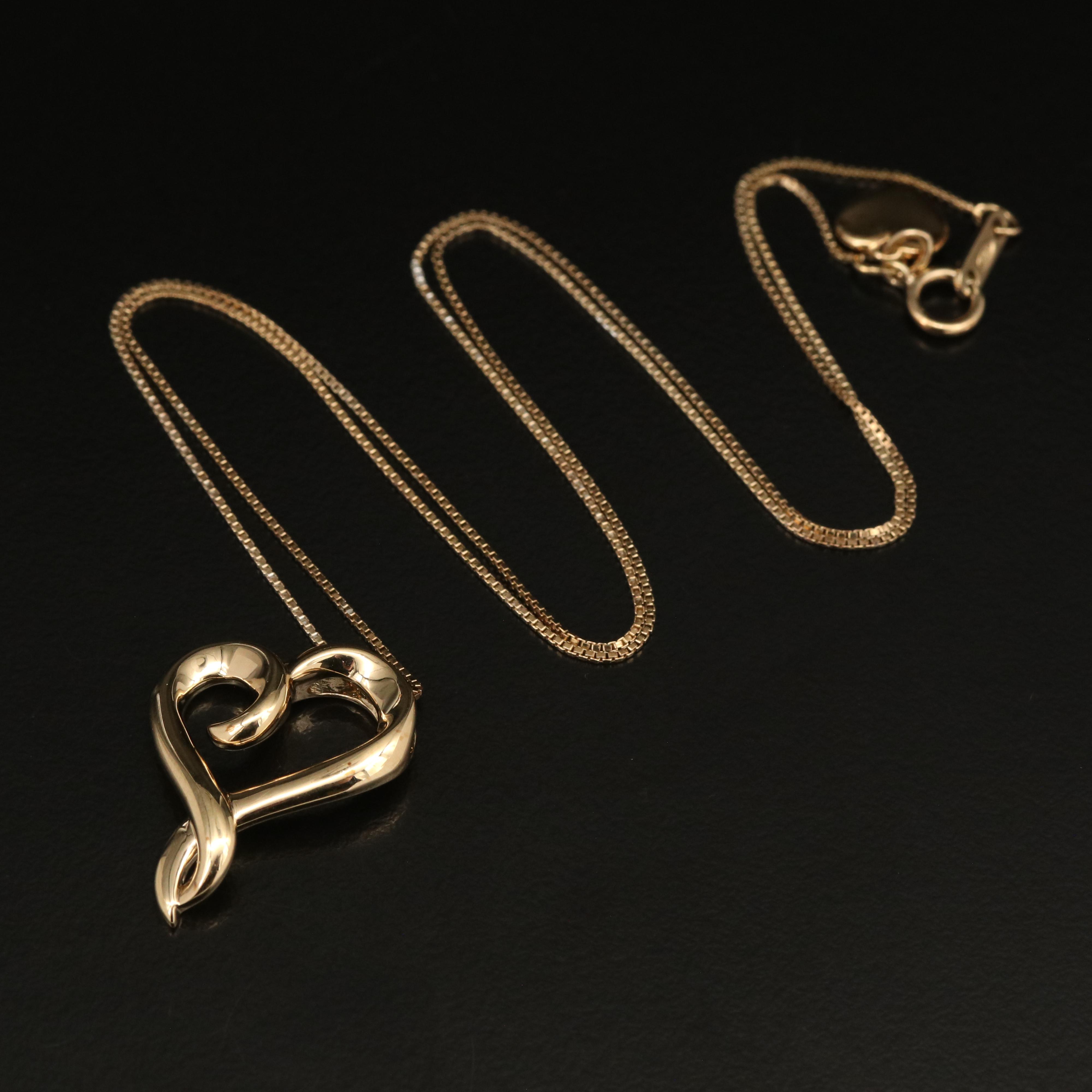 Sterling Diamond Heart Pendant Necklace