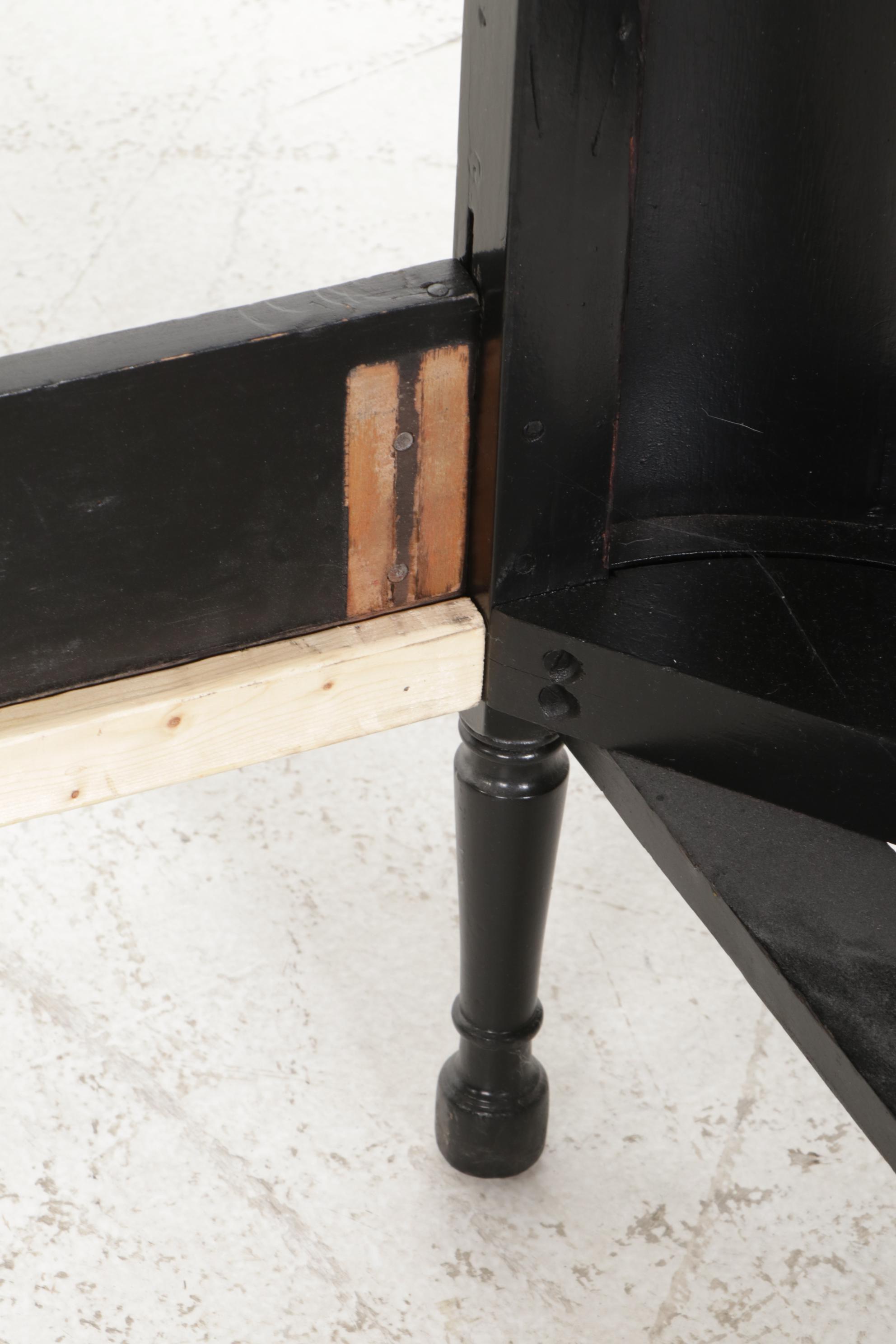 Art Deco Ebonized Wood and Walnut Full Size Bed Frame, Early to Mid 20th Century